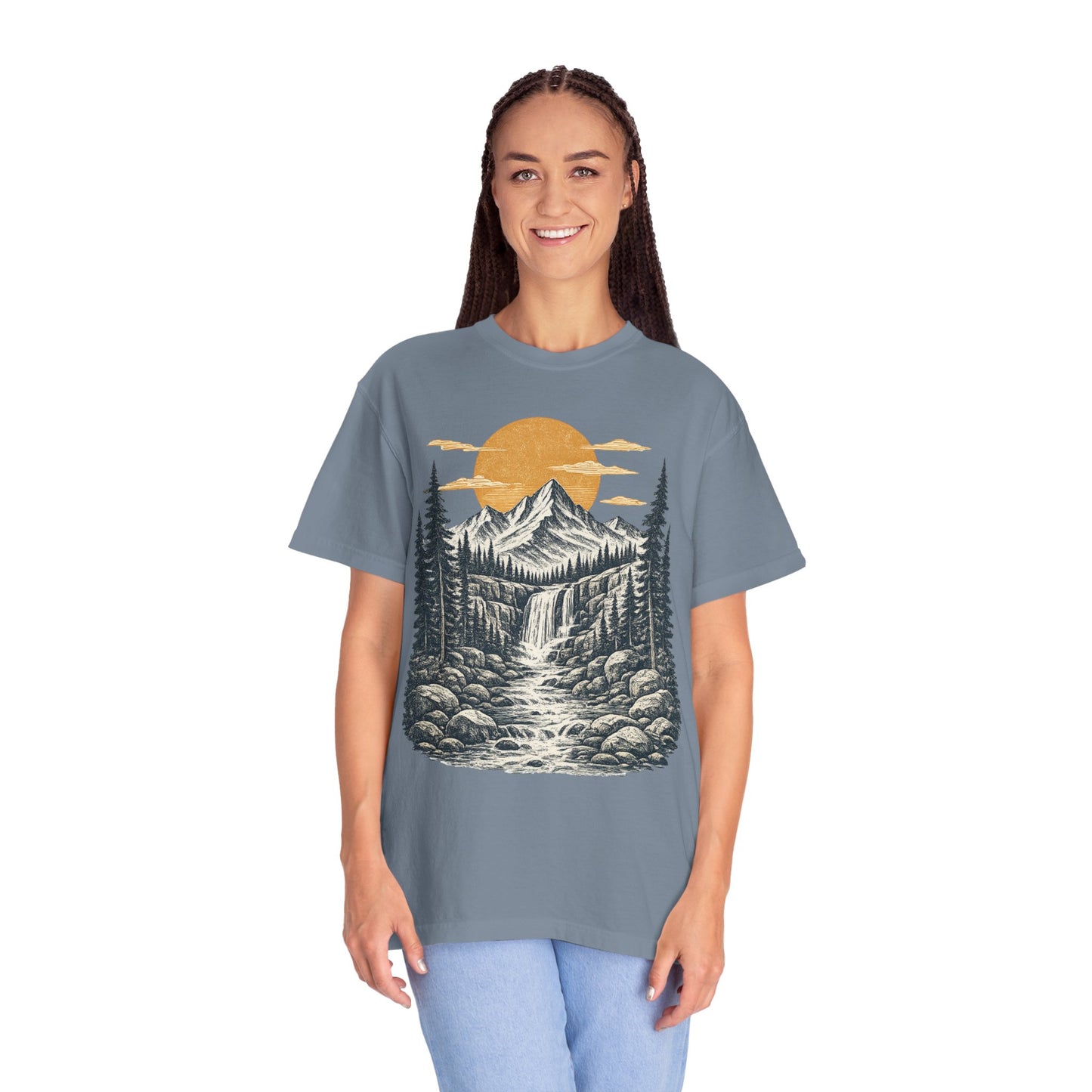 Mountain Sunset T-Shirt — Scenic Wilderness River Graphic Tee
