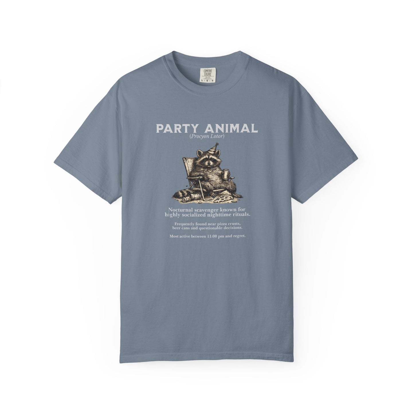 Vintage Raccoon Field Guide T-Shirt — 'Nocturnal Party Animal' Graphic Tee