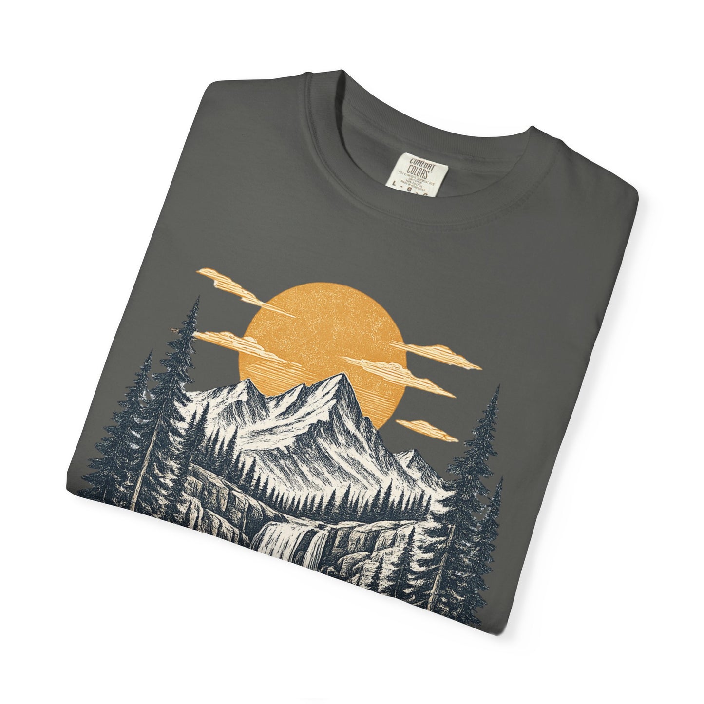 Mountain Sunset T-Shirt — Scenic Wilderness River Graphic Tee