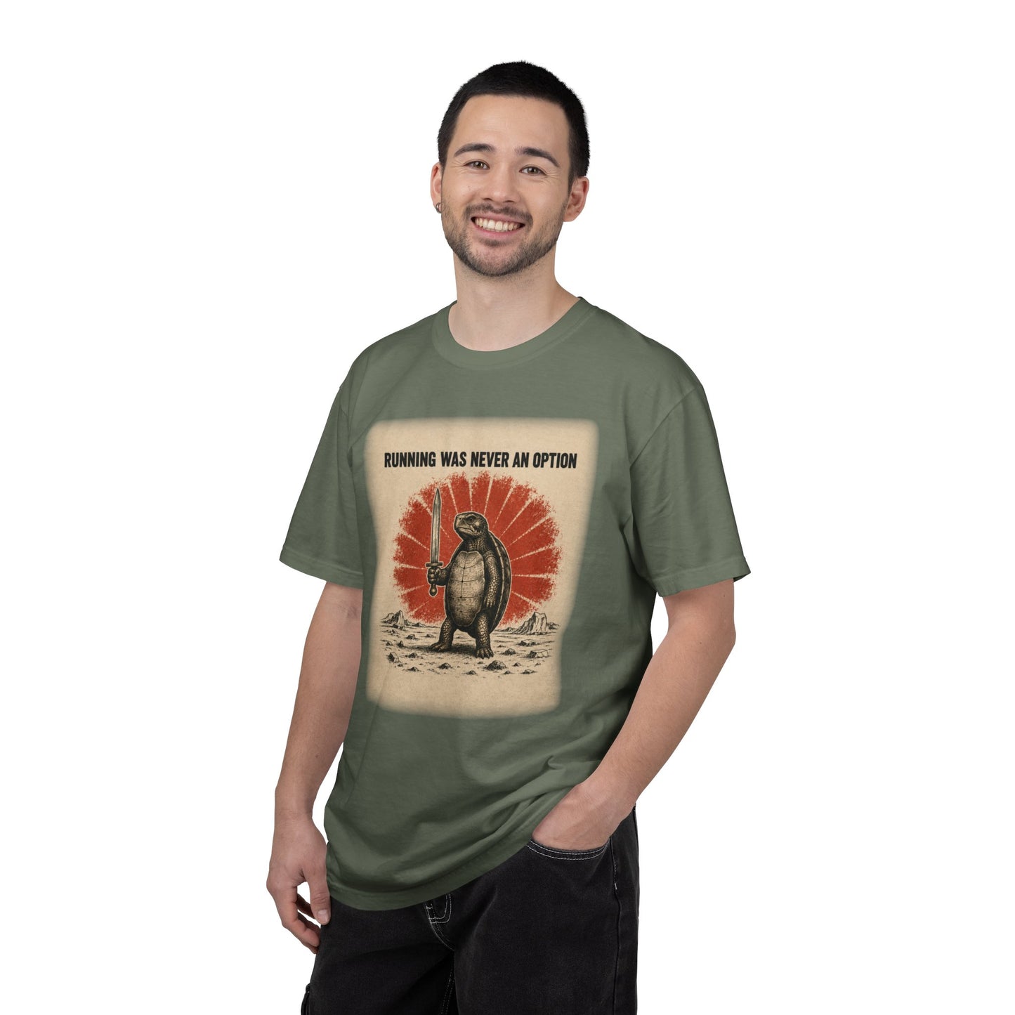 Running Was Never an Option Turtle Shirt | Funny Warrior Turtle Graphic Tee | Vintage Comfort Colors® T-Shirt