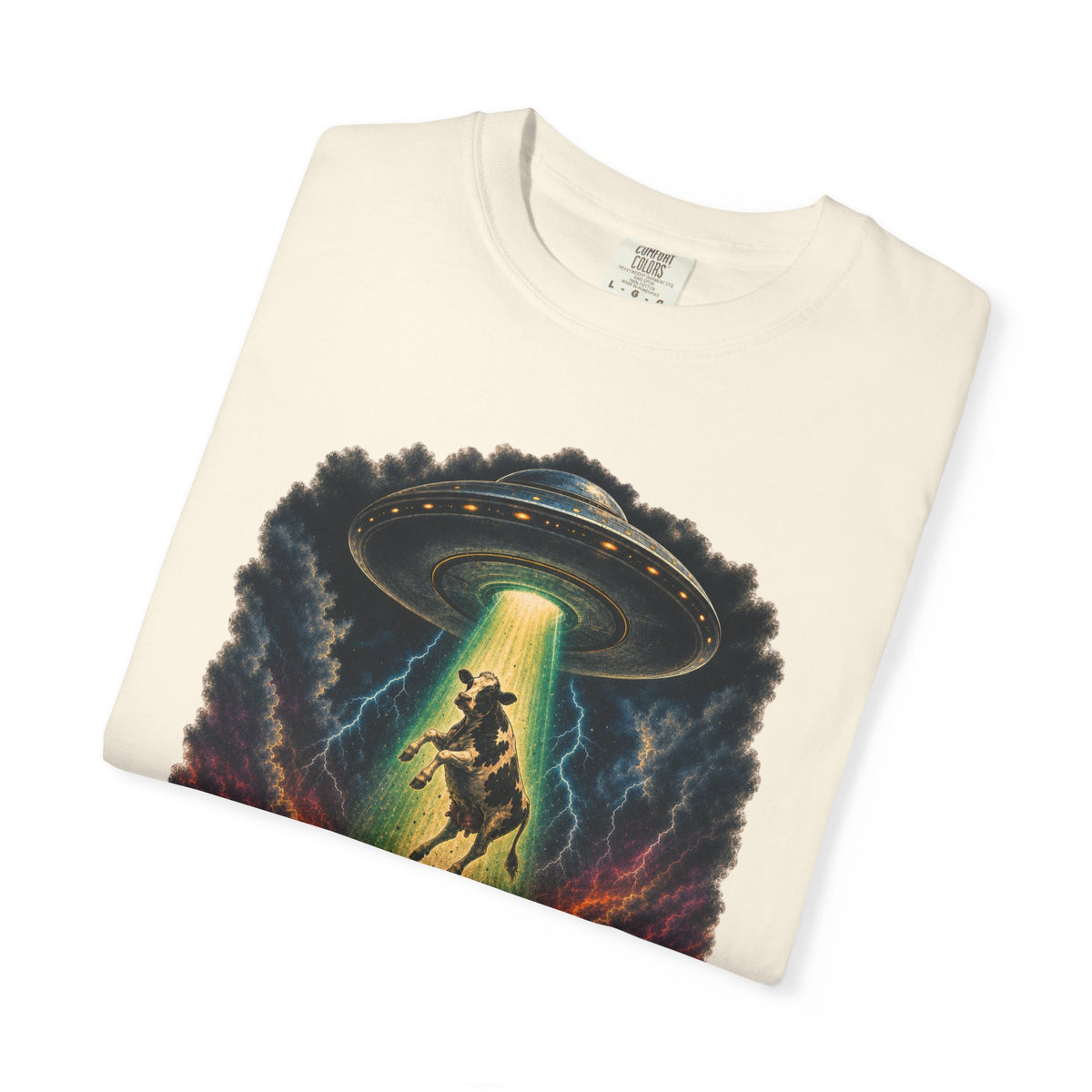 Not in the Moo’d for This Shirt – Funny Cow UFO Alien Abduction Graphic Tee
