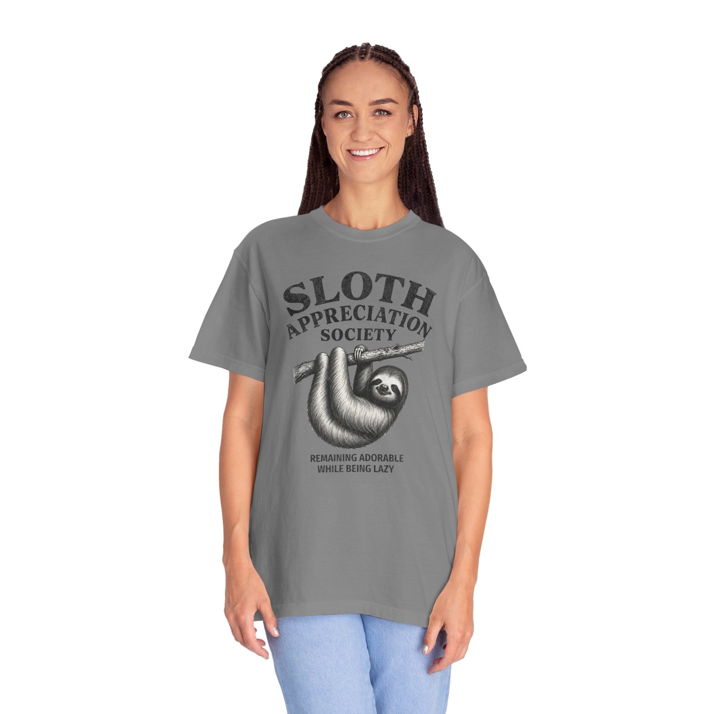 Sloth Appreciation Society T-Shirt – "Remaining Adorable While Being Lazy" Vintage Funny Sloth Graphic Tee