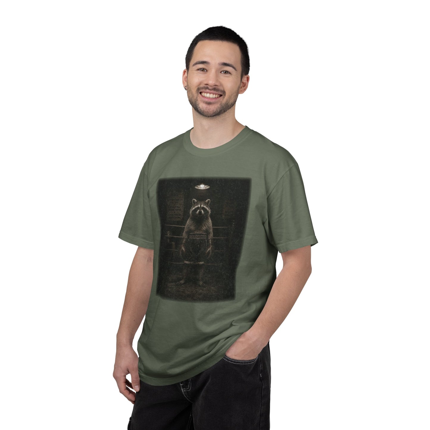 Raccoon Boxer T-Shirt | Fighting the Chaos | Vintage Animal Graphic Tee | Unisex Comfort Colors Shirt