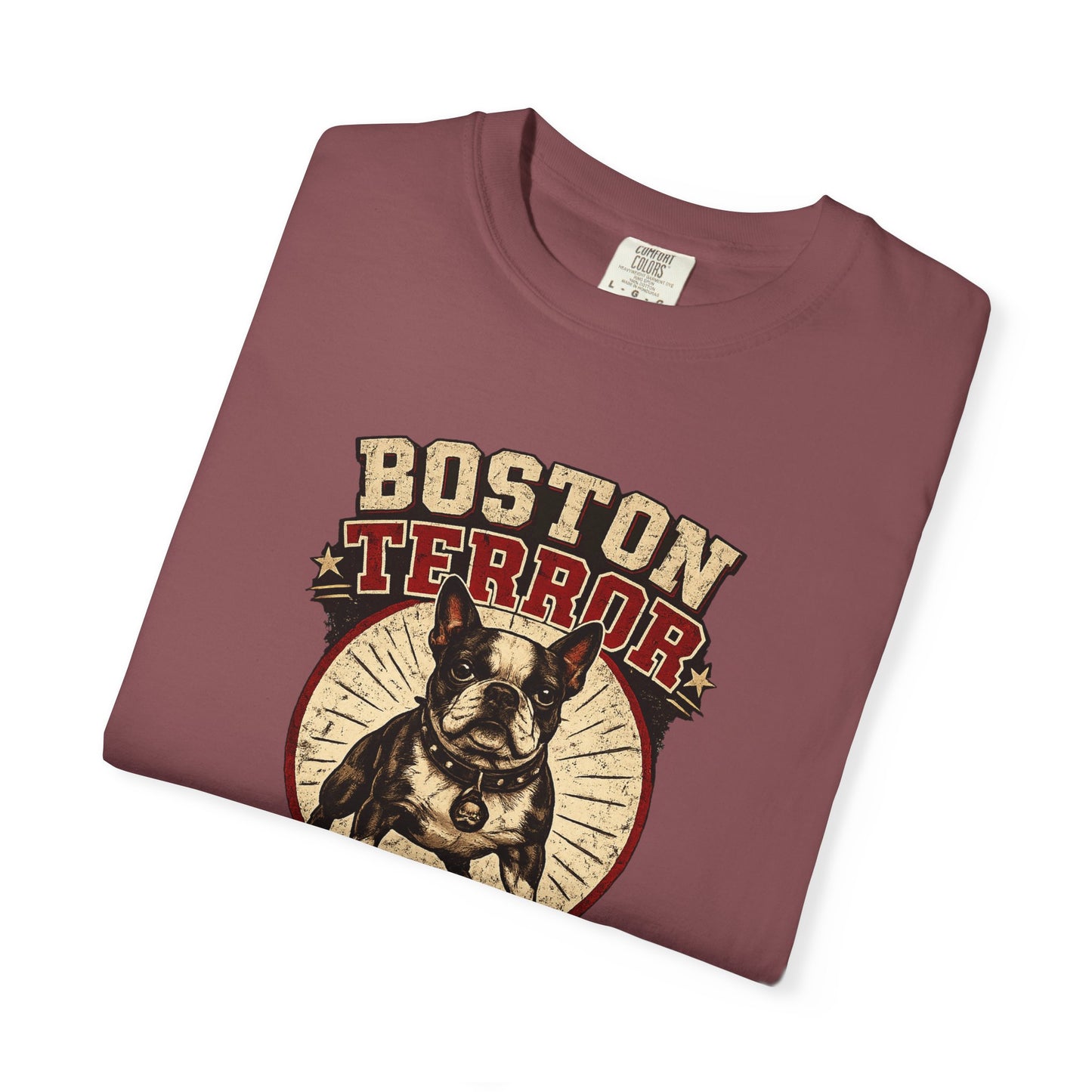 Boston TERROR Retro Boston Terrier T-Shirt — Built Like a Potato, Powered by Chaos