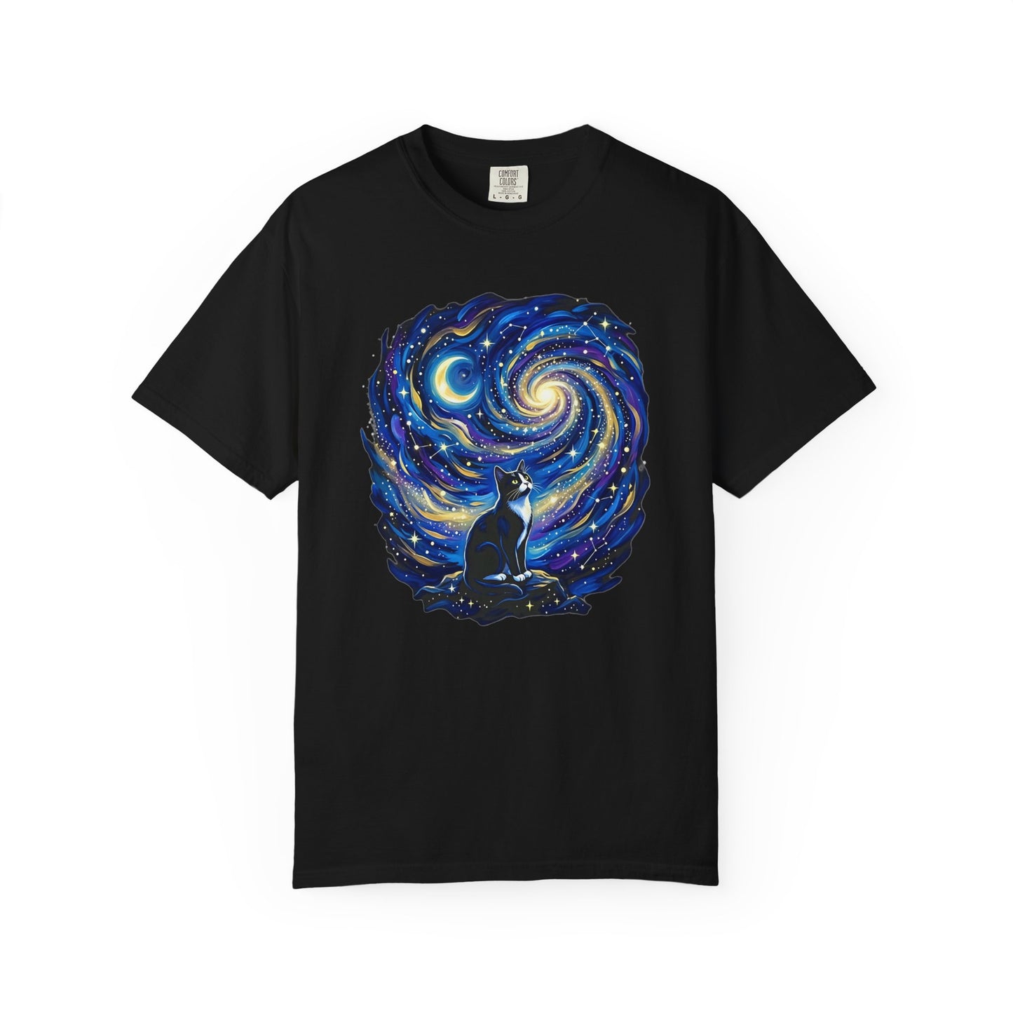Purry Night Celestial Cat Shirt | Starry Night Cat Graphic T-Shirt