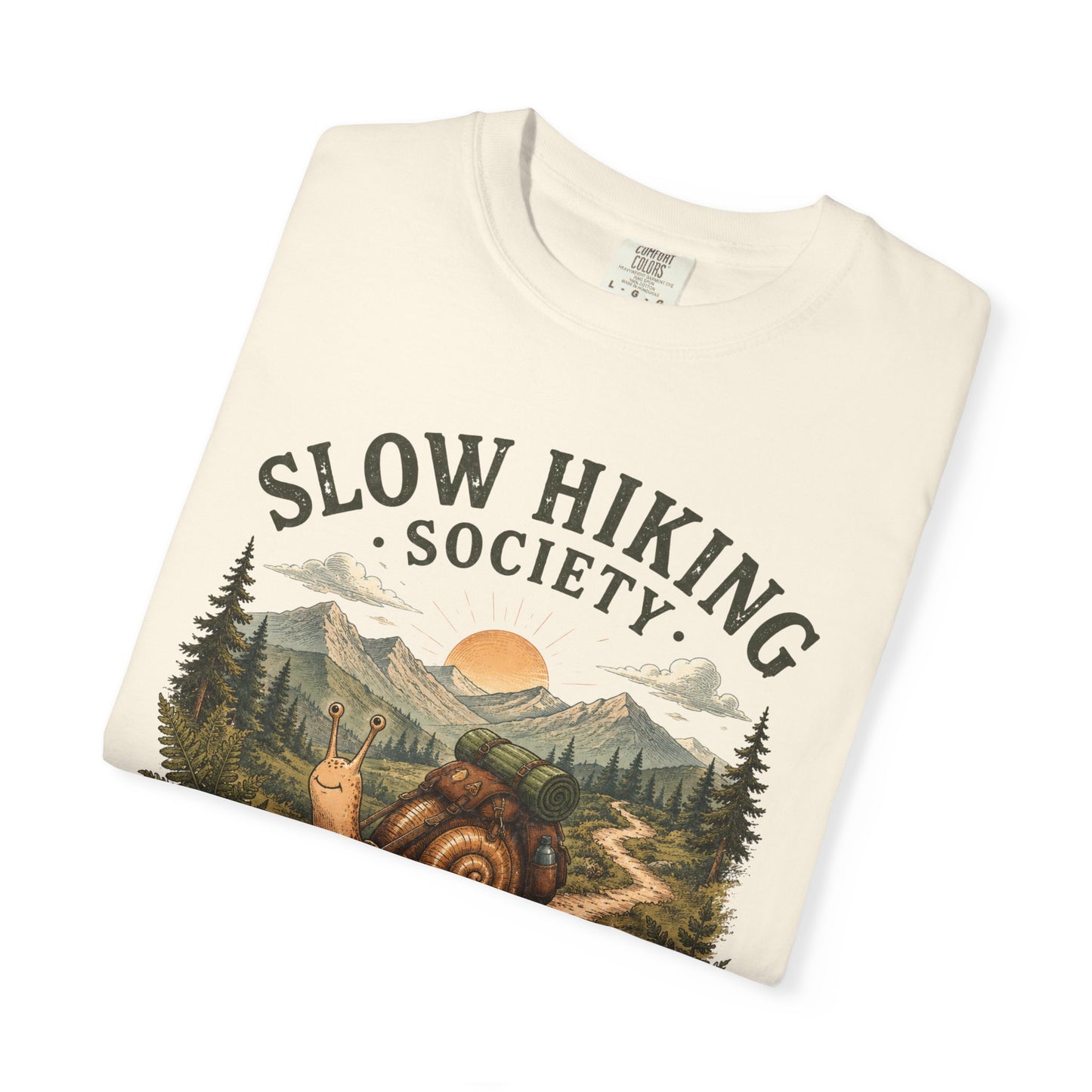 Slow Hiking Society T-Shirt, Retro Snail Vintage Be There When I Get There Nature Tee