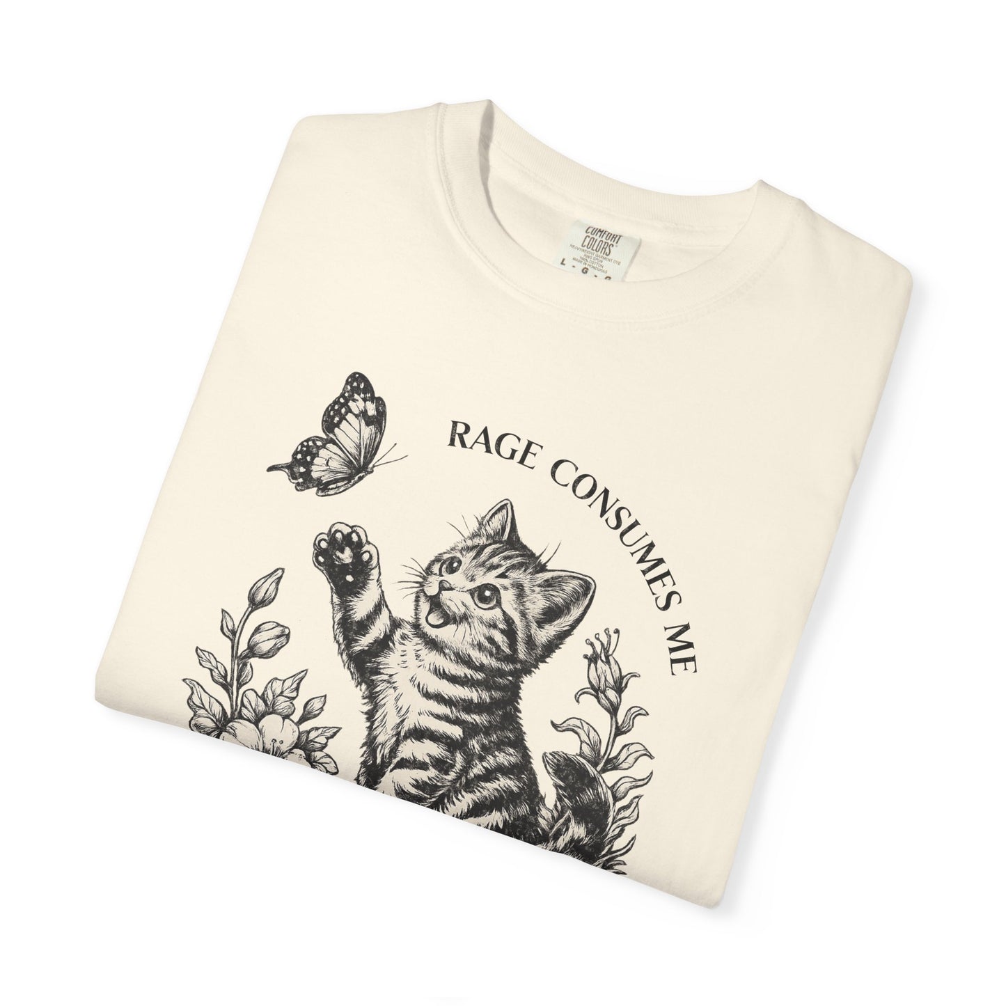 Rage Consumes Me Kitten T-Shirt, Funny Cute Vintage Sarcastic Cat Graphic Tee