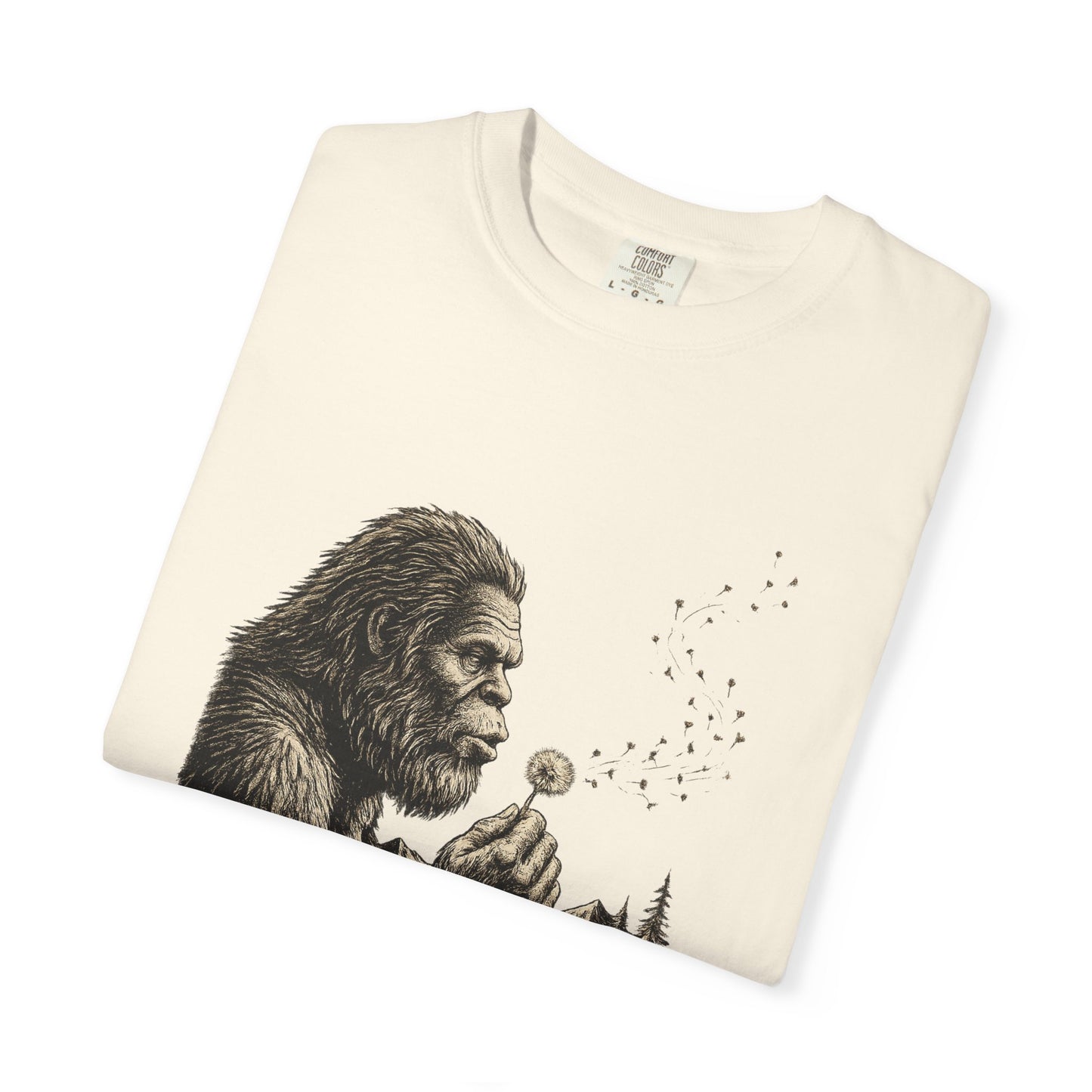 Peaceful Sasquatch Making a Wish Dandelion Vintage T-Shirt