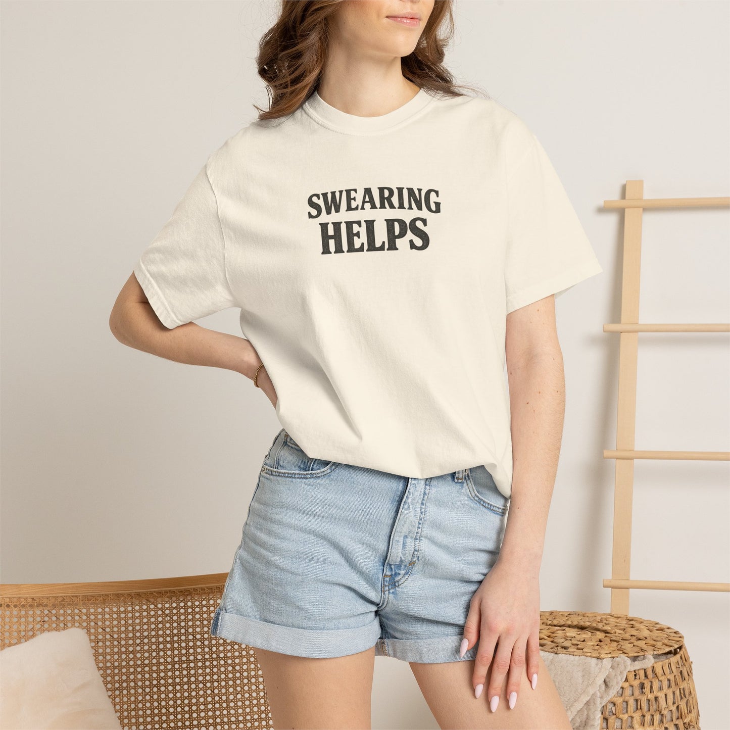 SWEARING HELPS T-Shirt — Funny Typographic Tee