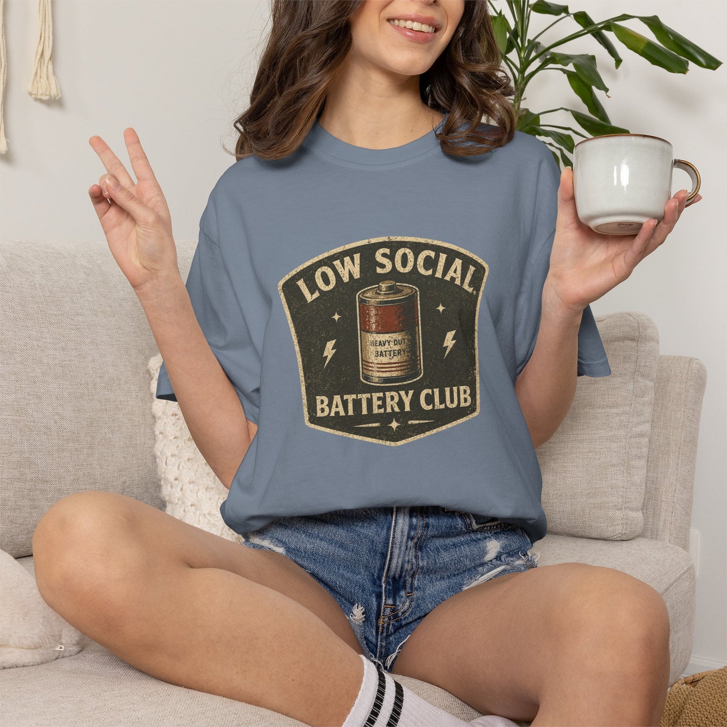Low Social Battery Club Vintage Patch T-Shirt
