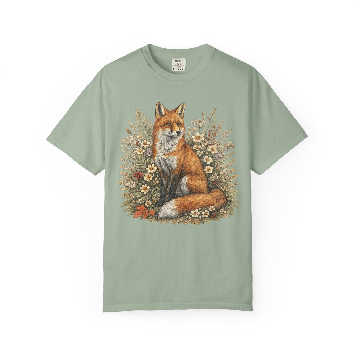Vintage Fox & Wildflower Botanical Woodland Wldlife T-Shirt