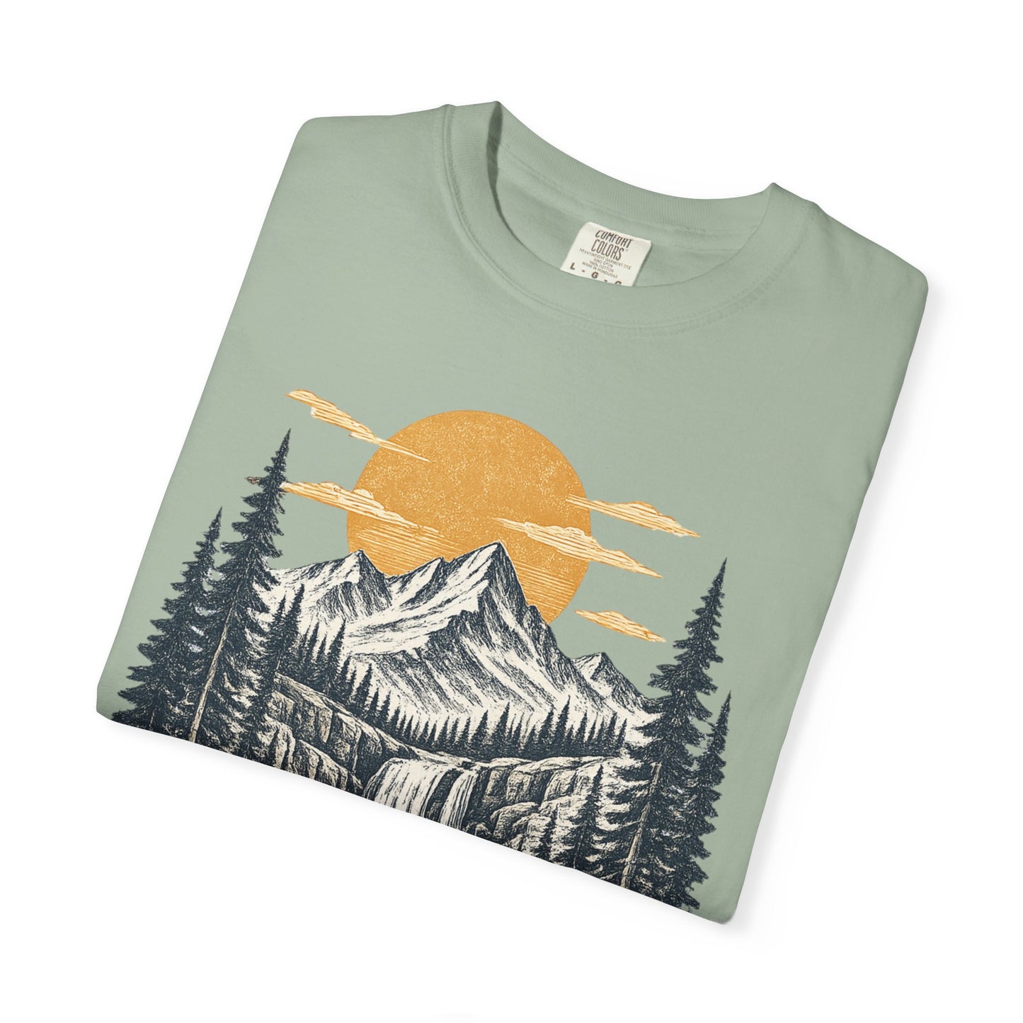 Mountain Sunset T-Shirt — Scenic Wilderness River Graphic Tee