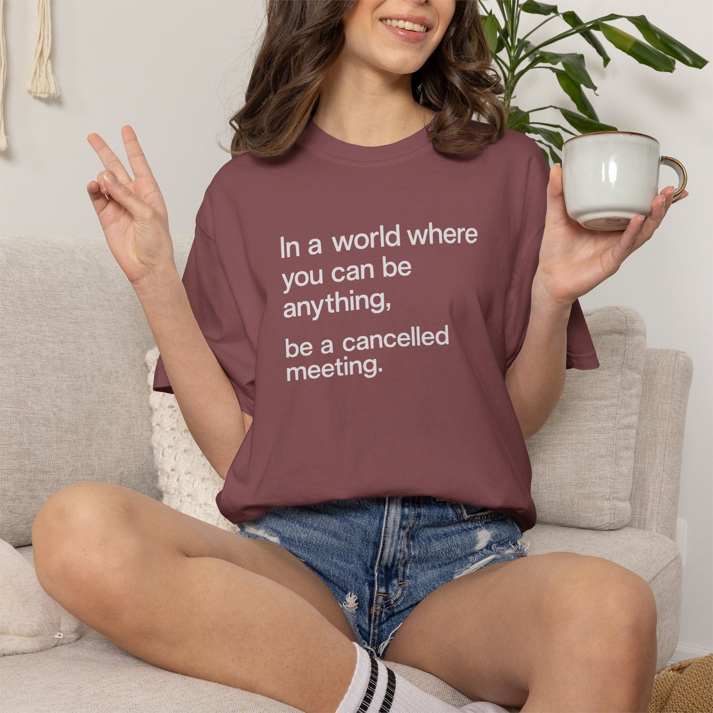Be a Cancelled Meeting Shirt | Funny Introvert T-Shirt | Office Humor Tee | Minimalist Graphic Shirt