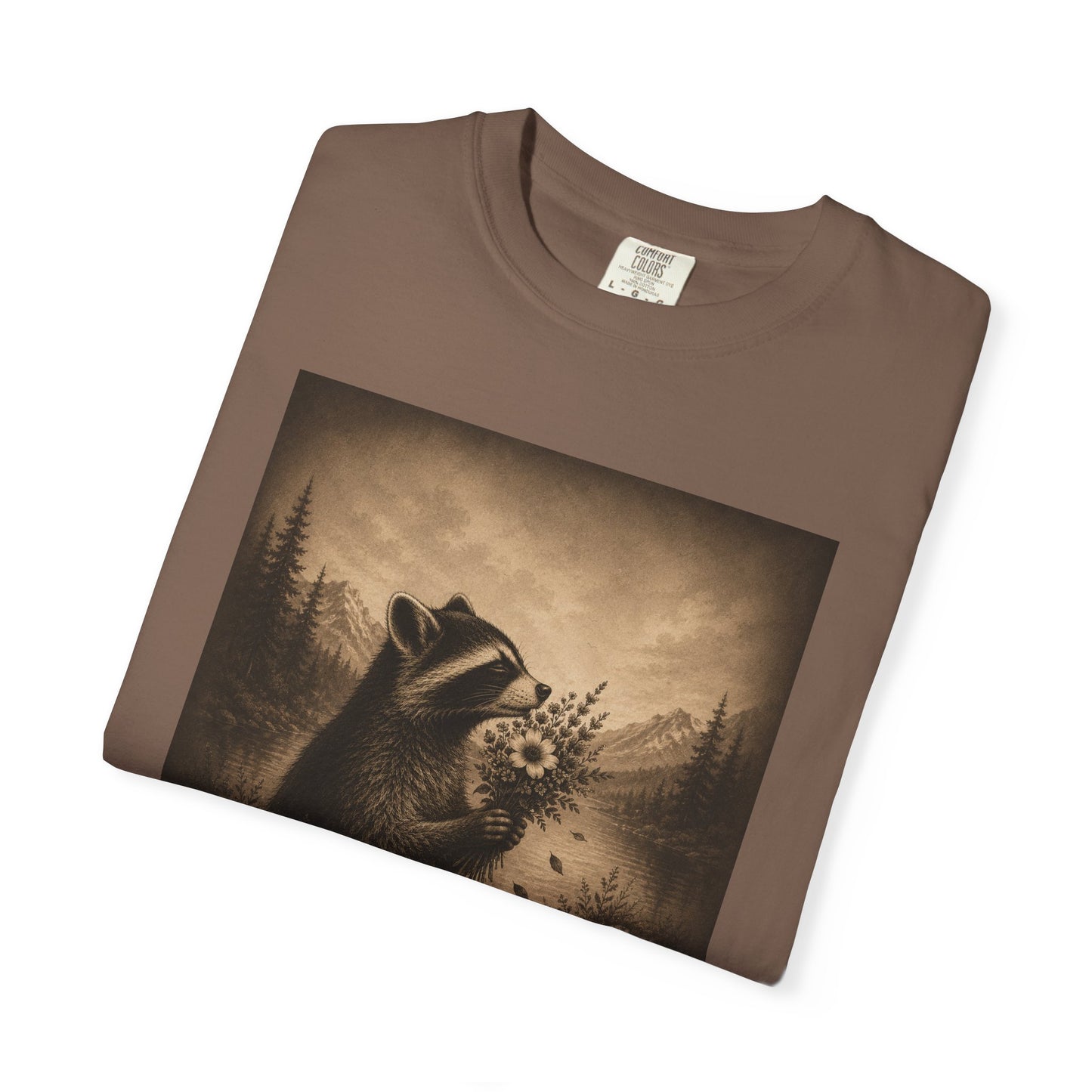 Raccoon with Roses Vintage T-Shirt — Moody Distressed Art