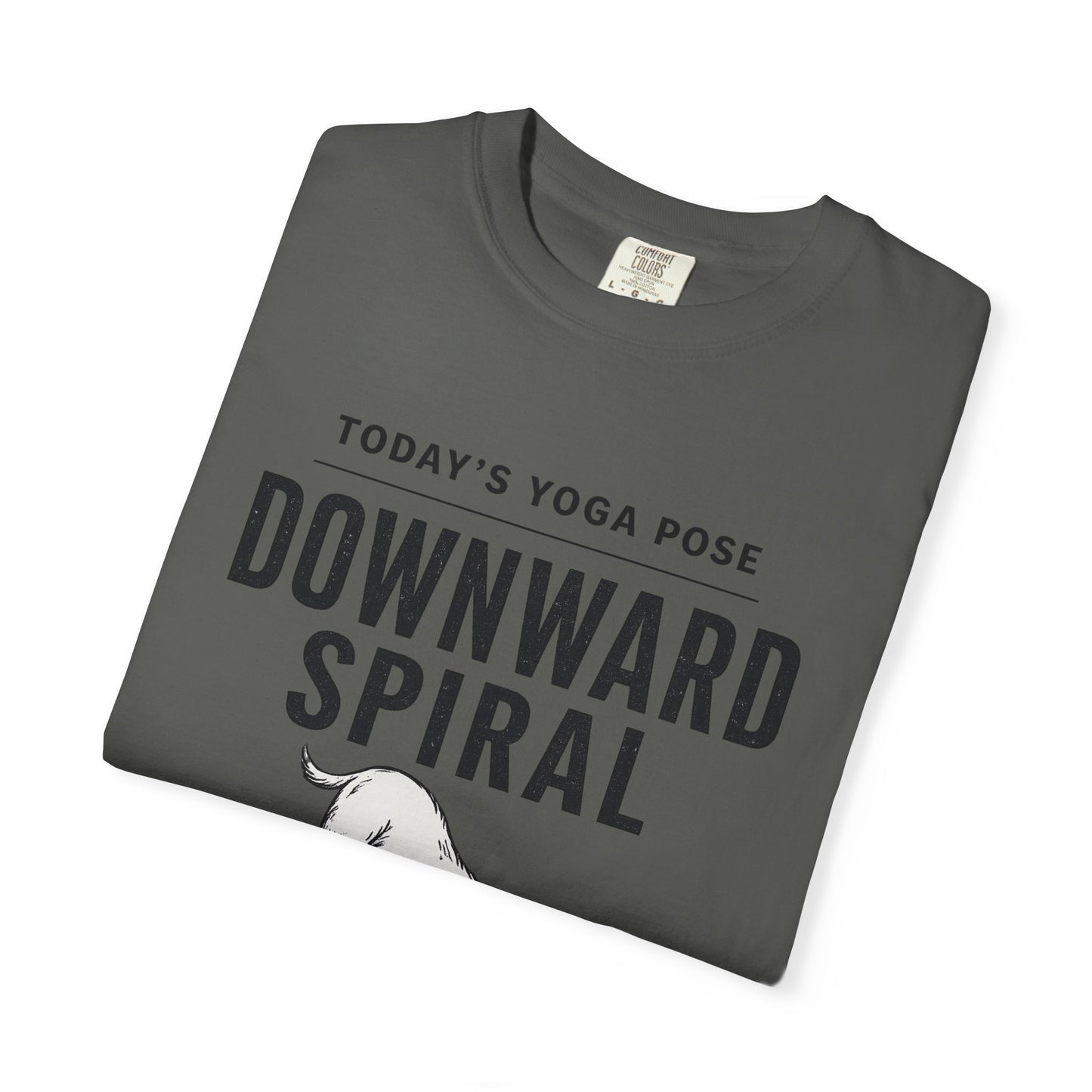 Downward Spiral Dog Yoga T-Shirt — Funny Downward Dog Graphic Tee