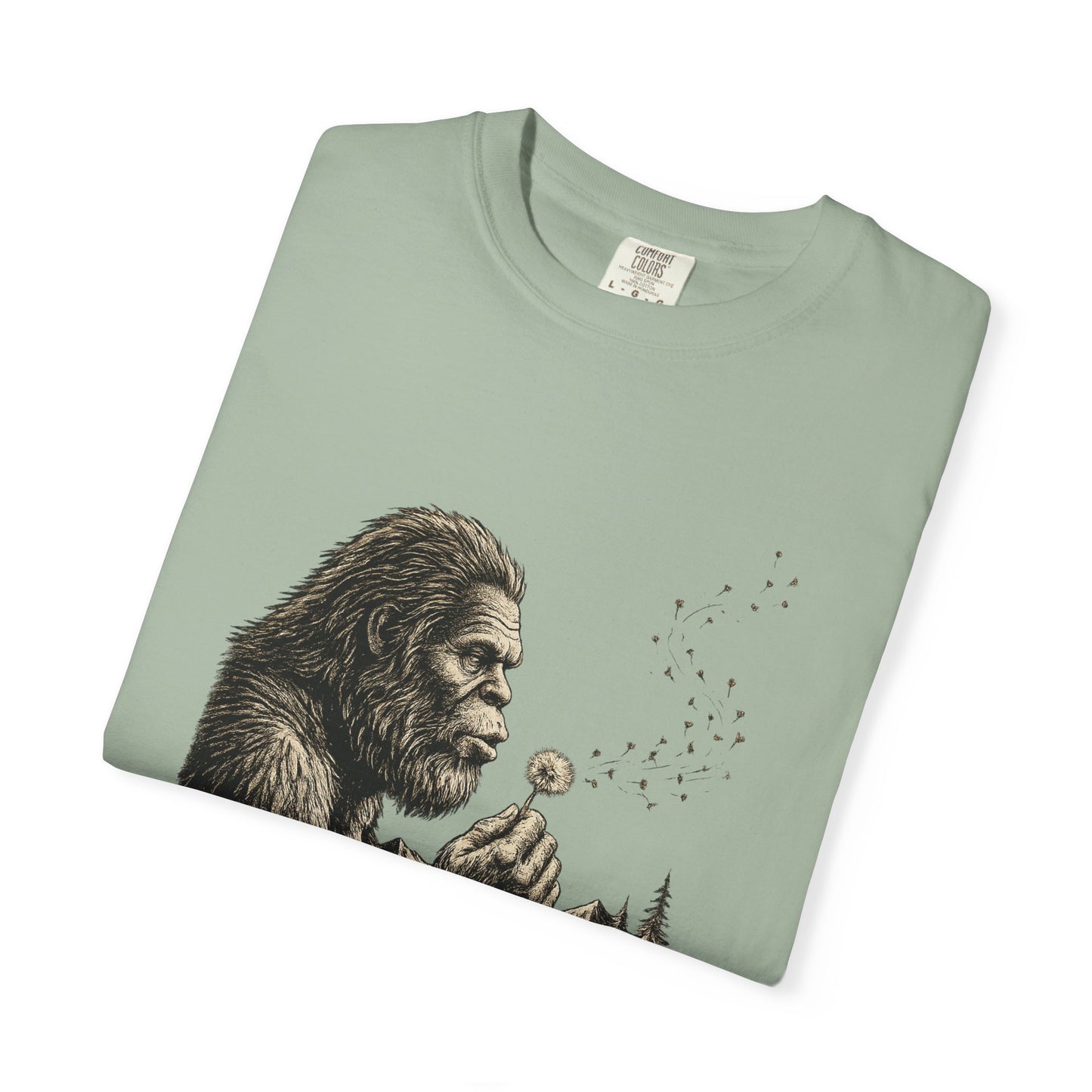 Peaceful Sasquatch Making a Wish Dandelion Vintage T-Shirt