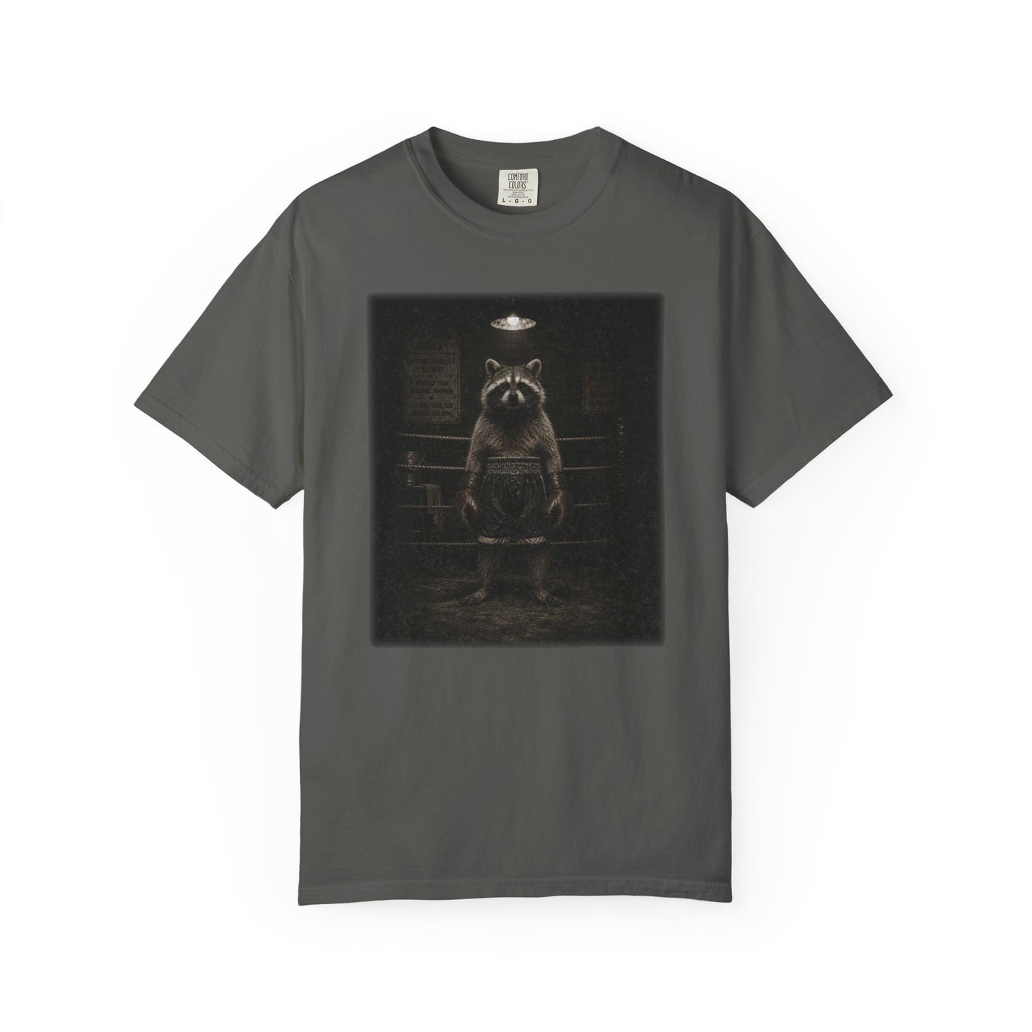 Raccoon Boxer T-Shirt | Fighting the Chaos | Vintage Animal Graphic Tee | Unisex Comfort Colors Shirt