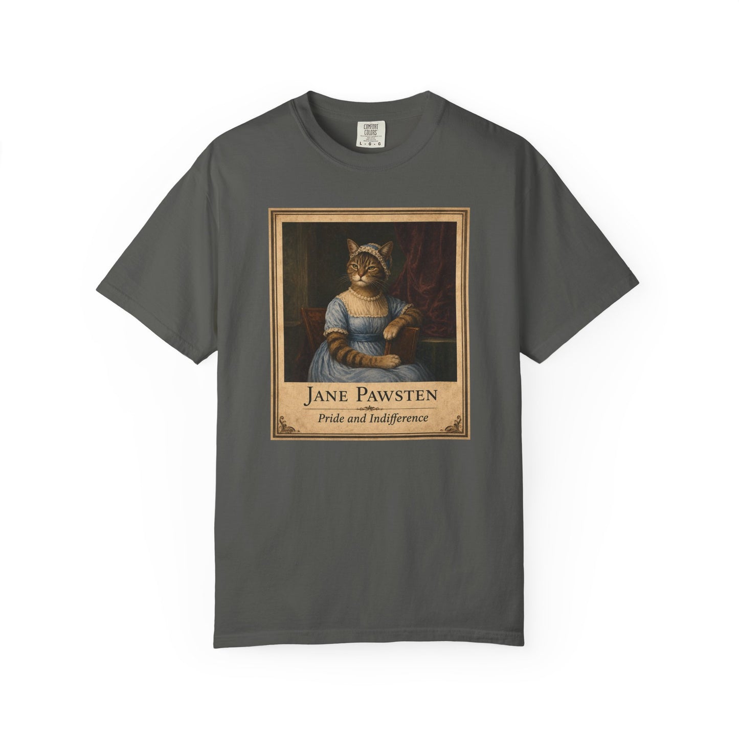 Jane Pawsten 'Pride and Indifference' T-Shirt Regency Distressed Funny Cat Tee