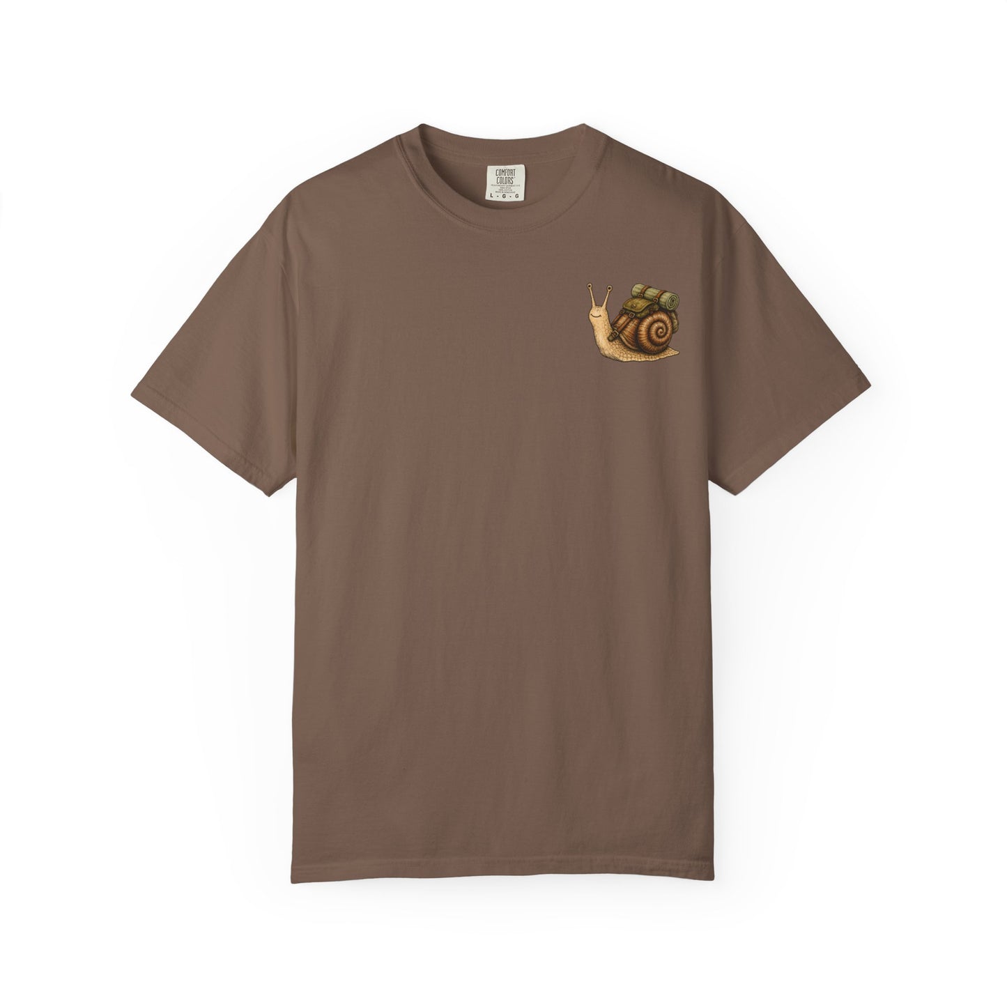 Snail Pocket T-Shirt — Cute Minimal Animal Slow Adventure Graphic Tee