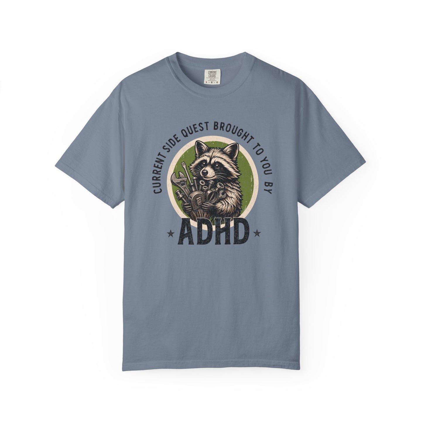 Distressed Current Side Quest Brought to You by ADHD Shirt, Funny Neurodivergent Humor Animal Tee