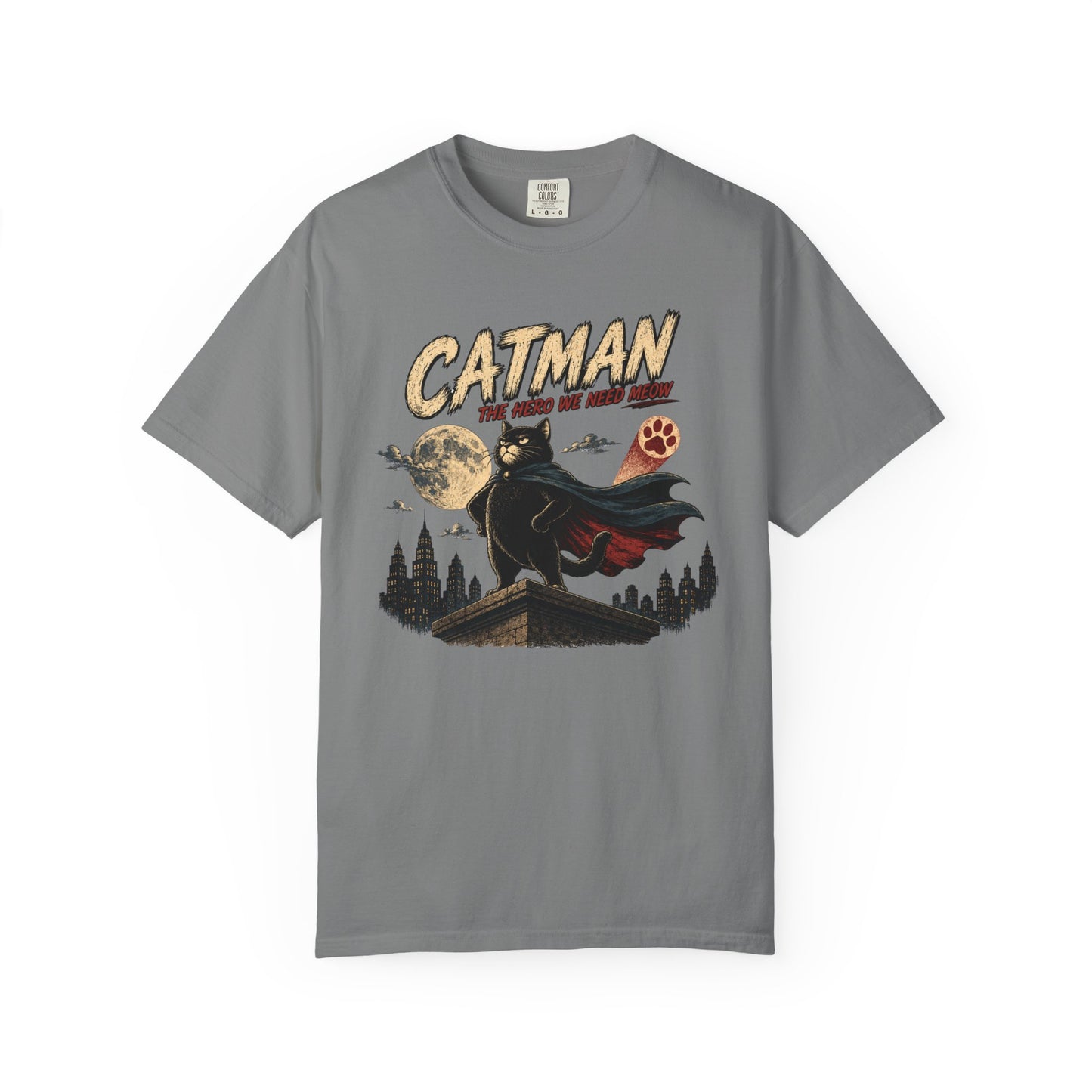 Catman Retro Comic T-Shirt — Vintage Superhero Cat The Hero We Need Meow Design