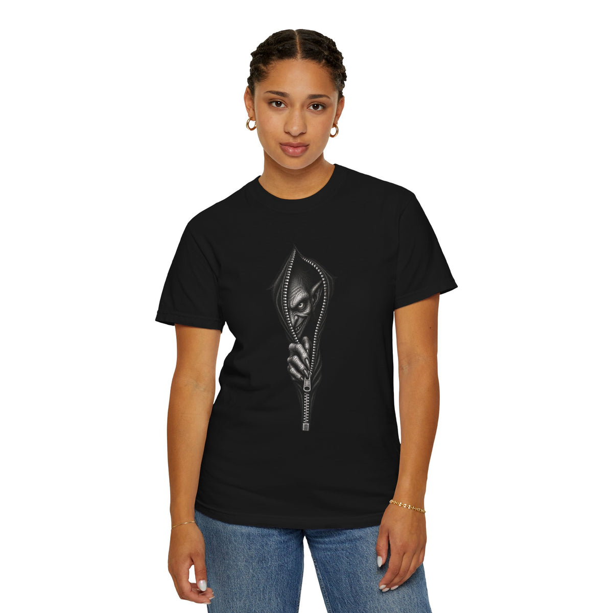 Inner Goblin Escaping Through Zipper T-Shirt