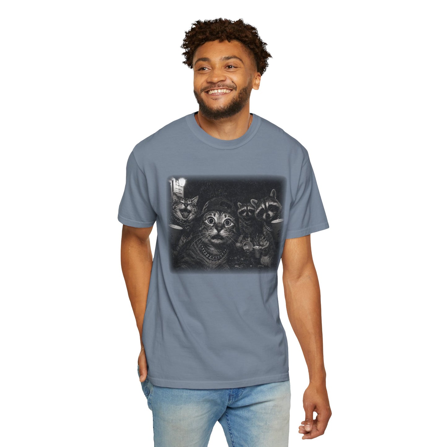 Backyard Midnight Party T-Shirt — Raccoons, Cats & Squirrels Porch Party Design