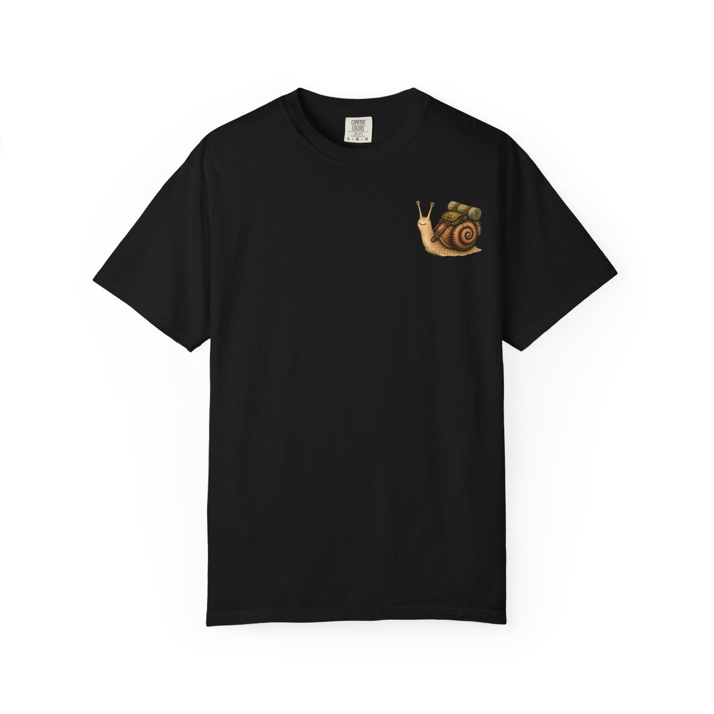 Snail Pocket T-Shirt — Cute Minimal Animal Slow Adventure Graphic Tee