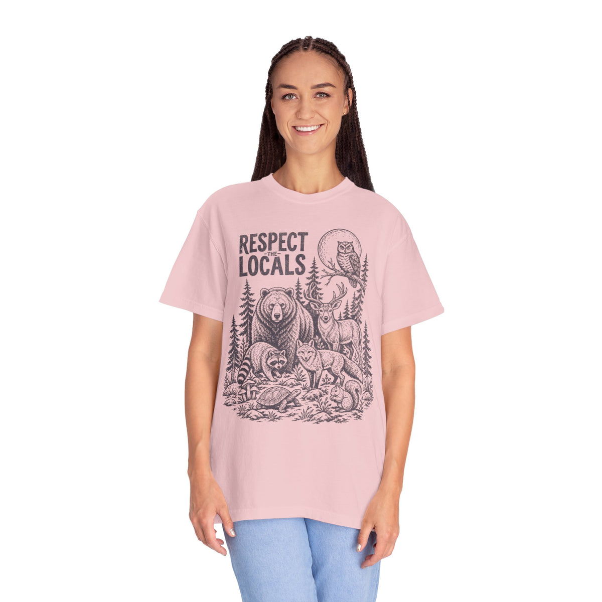 Respect Locals Wildlife Vintage Distressed Forest Animals T-Shirt