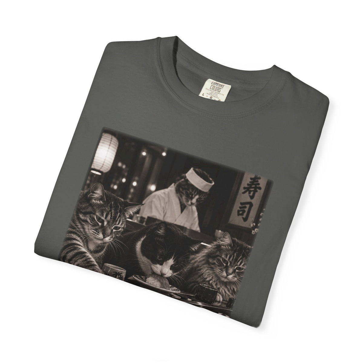 Cats at a Sushi Bar Shirt - Funny Vintage Japanese Sushi Bar Photo Tee