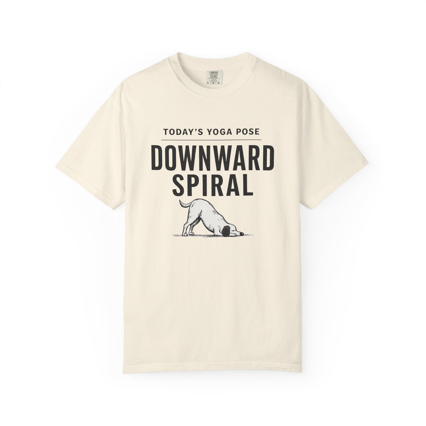 Downward Spiral Dog Yoga T-Shirt — Funny Downward Dog Graphic Tee