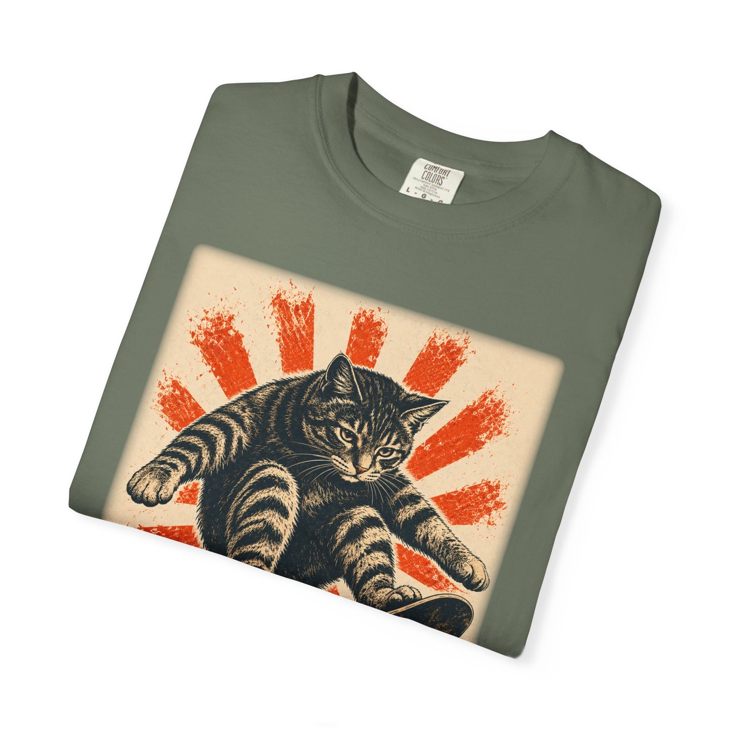 Skateboarding Cat Graphic T-Shirt | Funny Cat Skateboard Graphic Tee