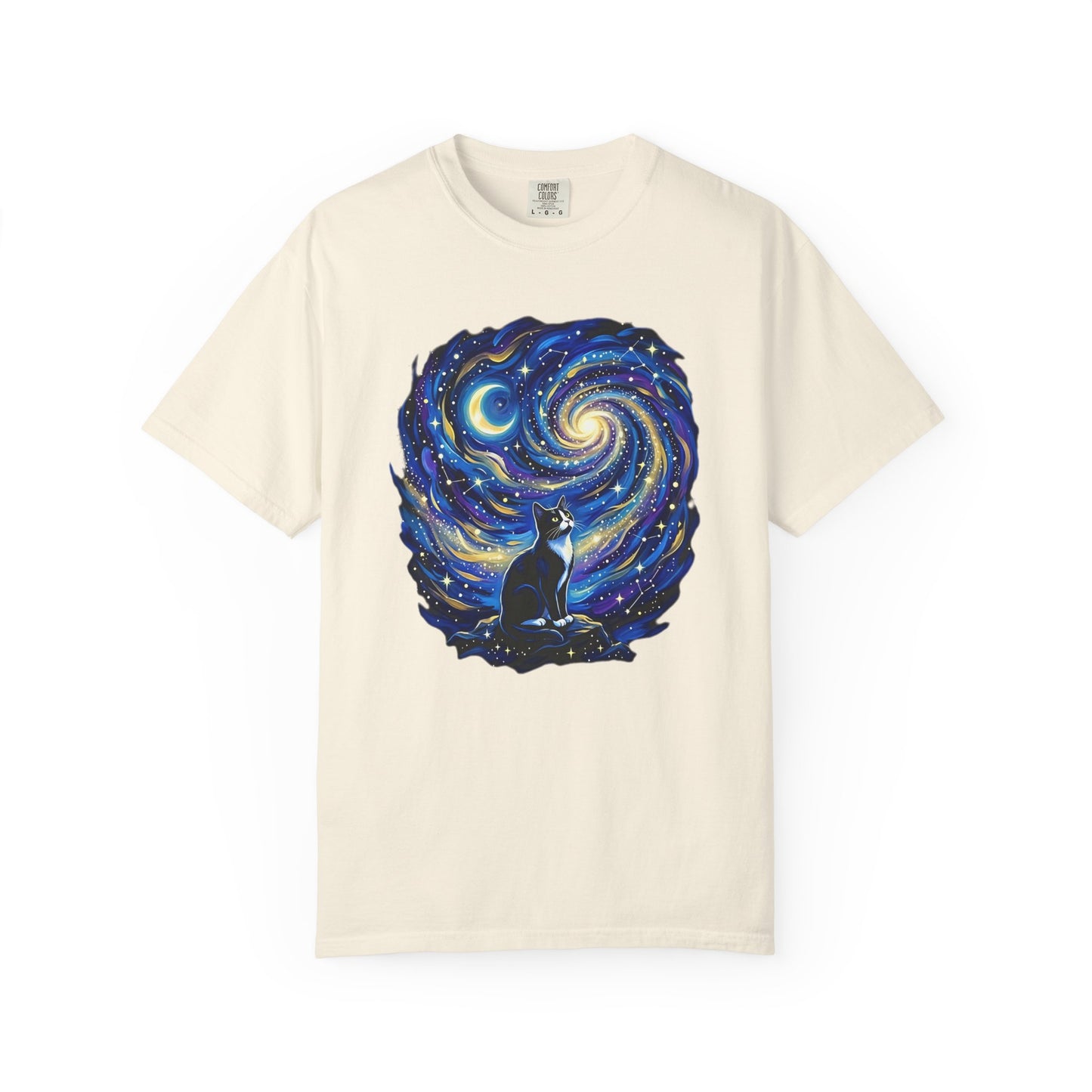 Purry Night Celestial Cat Shirt | Starry Night Cat Graphic T-Shirt