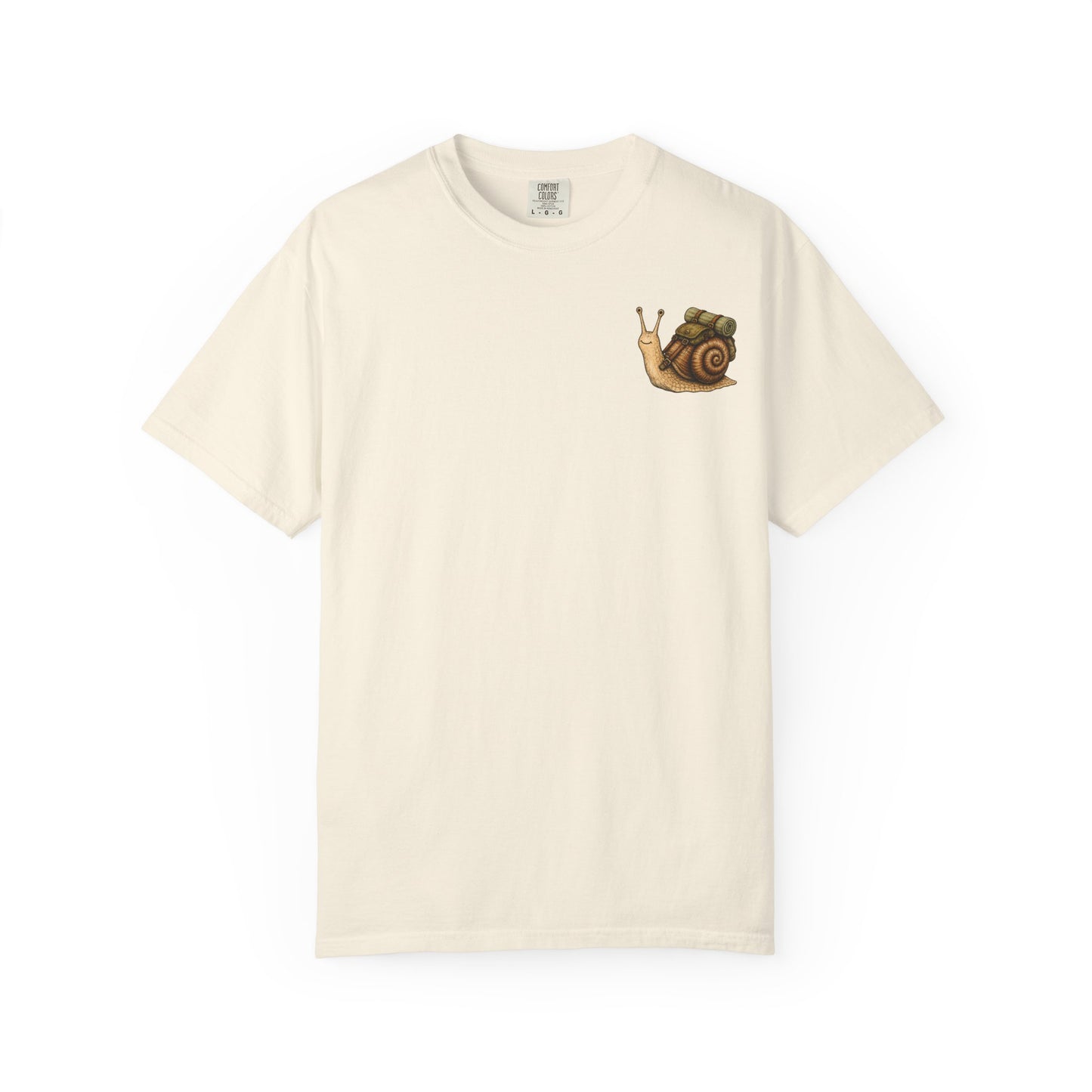 Snail Pocket T-Shirt — Cute Minimal Animal Slow Adventure Graphic Tee