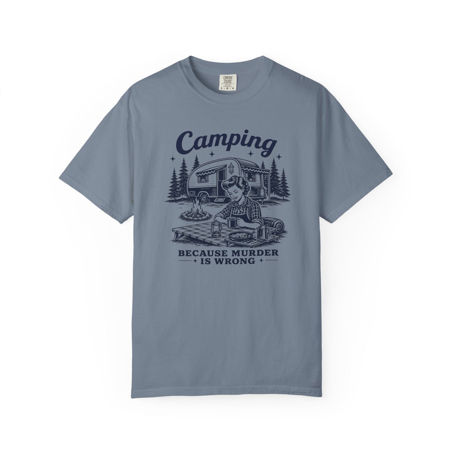 Camping Because Murder Is Wrong Vintage 1950s Camp T-Shirt