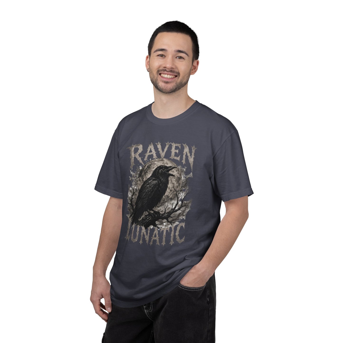Raven Lunatic T‑Shirt — Gothic Crow Graphic Dark Nature Graphic Tee