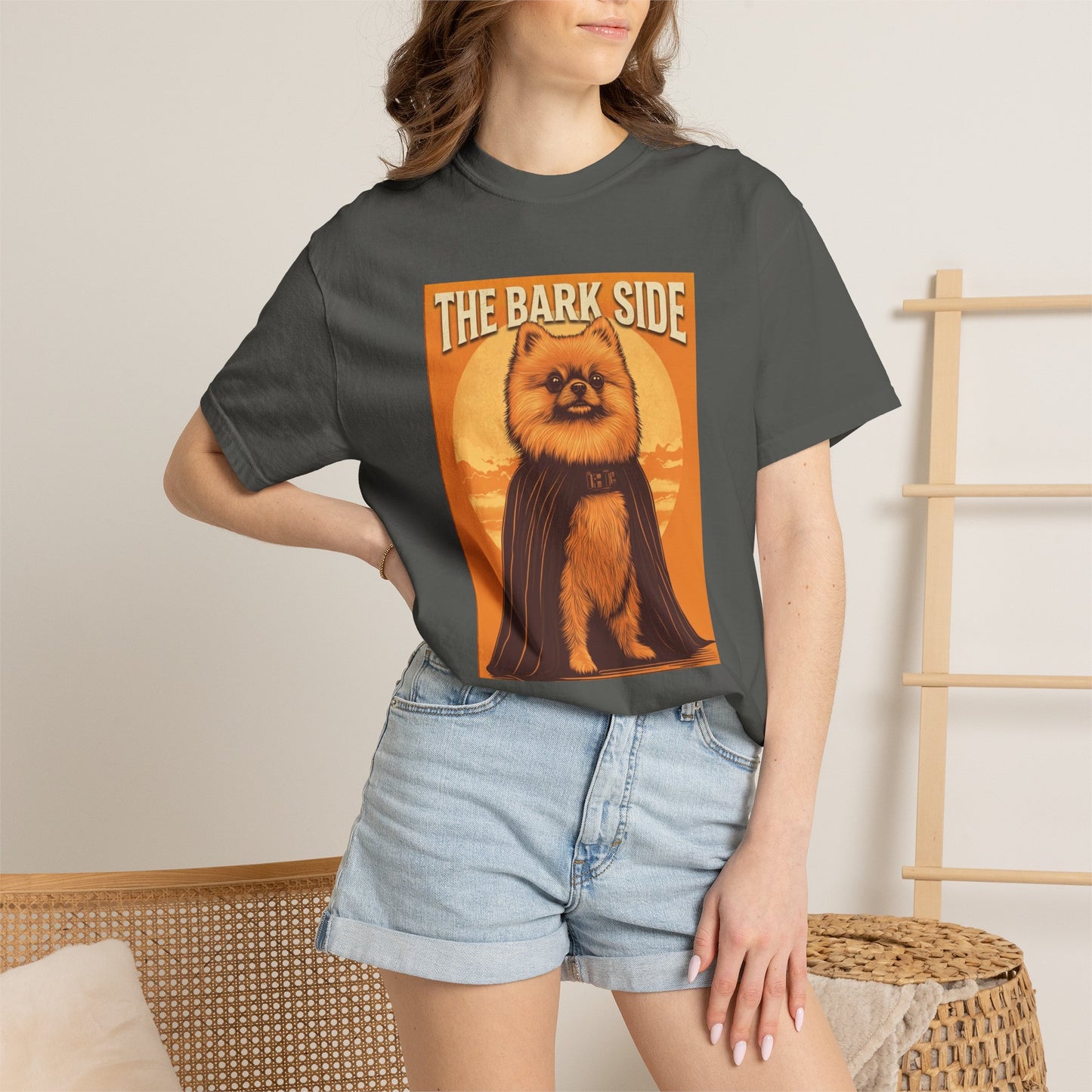 The Bark Side Funny Pomeranian Star Wars Inspired Dog T-Shirt | Cute Retro Dog Lover Tee