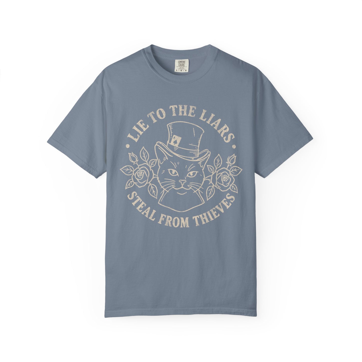 Lie to the Liars Steal from Thieves Cat Vintage Retro Graphic Tee