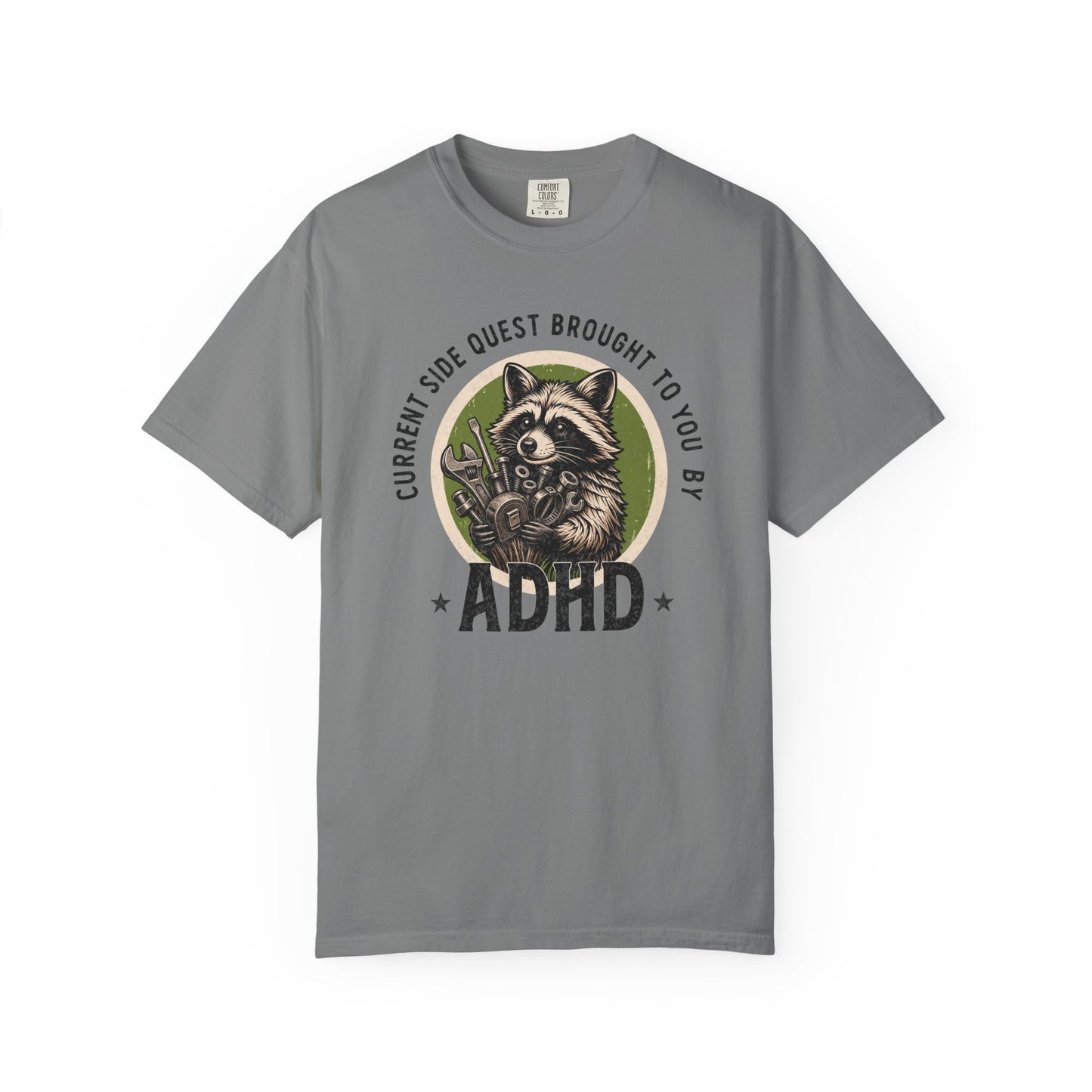 Distressed Current Side Quest Brought to You by ADHD Shirt, Funny Neurodivergent Humor Animal Tee