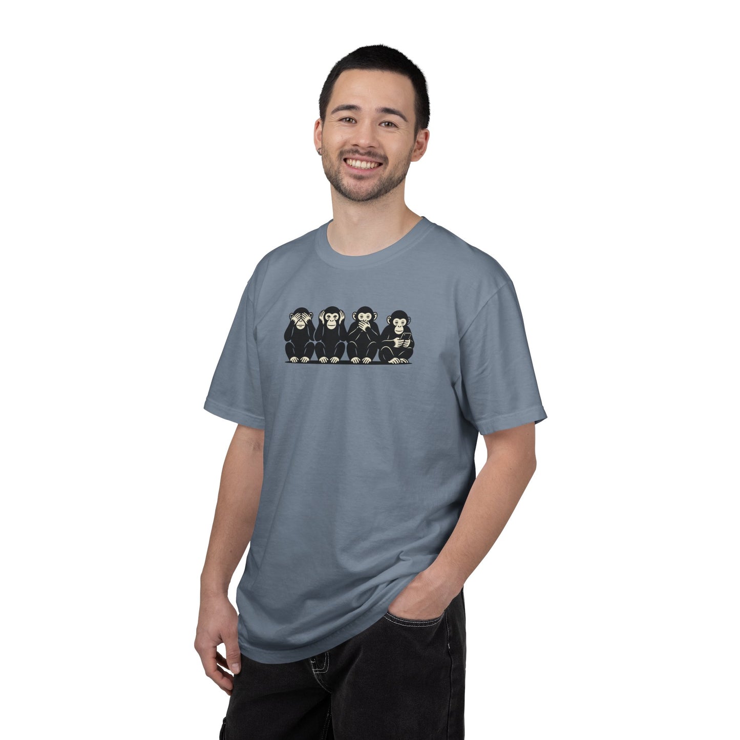 Modern Monkeys Shirt | See Hear Speak Scroll Tee | Funny Social Media Shirt | Monkey Graphic Tee | Introvert Humor Shirt