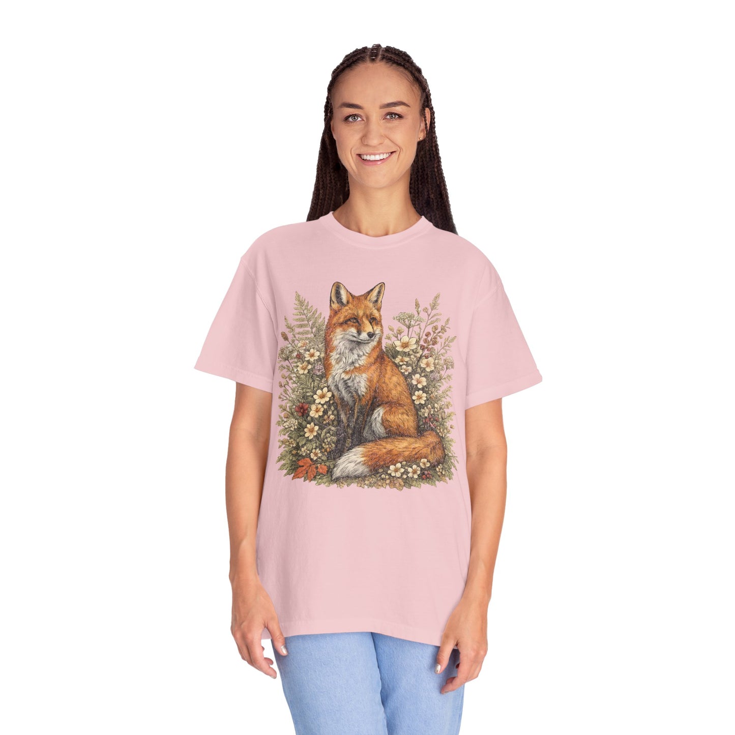 Vintage Fox & Wildflower Botanical Woodland Wldlife T-Shirt