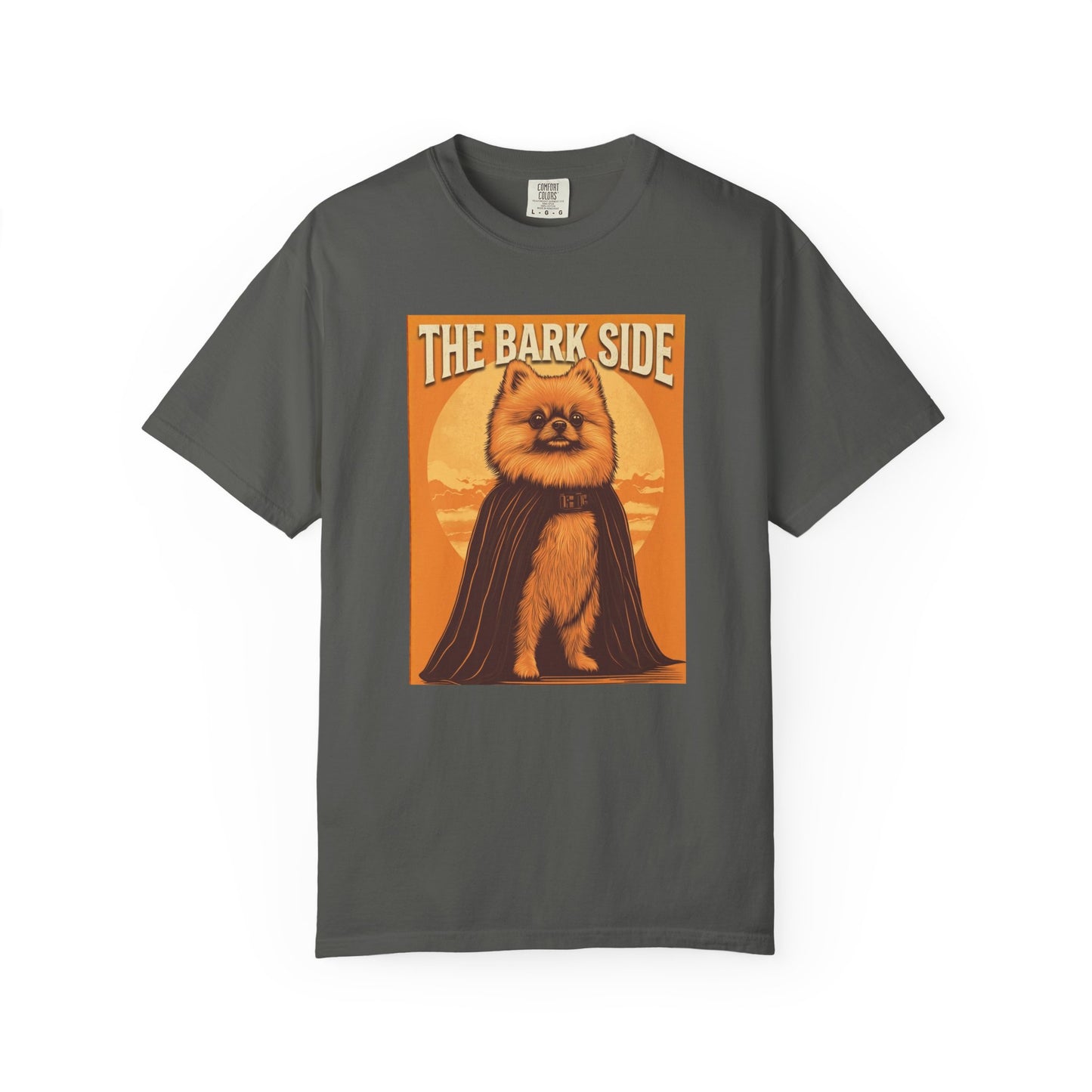 The Bark Side Funny Pomeranian Star Wars Inspired Dog T-Shirt | Cute Retro Dog Lover Tee