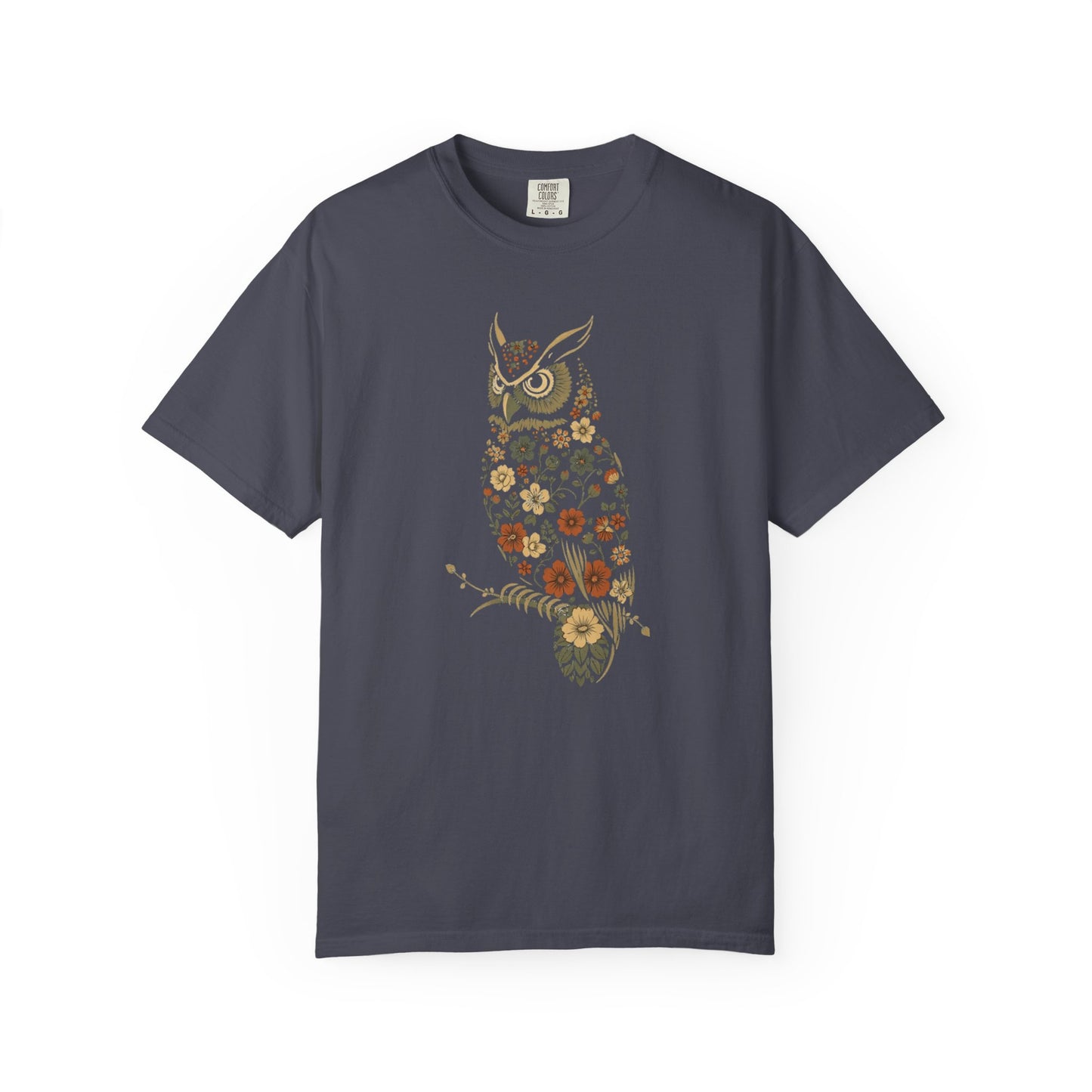 Owl Floral T-Shirt — Vintage Botanical Cottagecore Nature Owl Tee