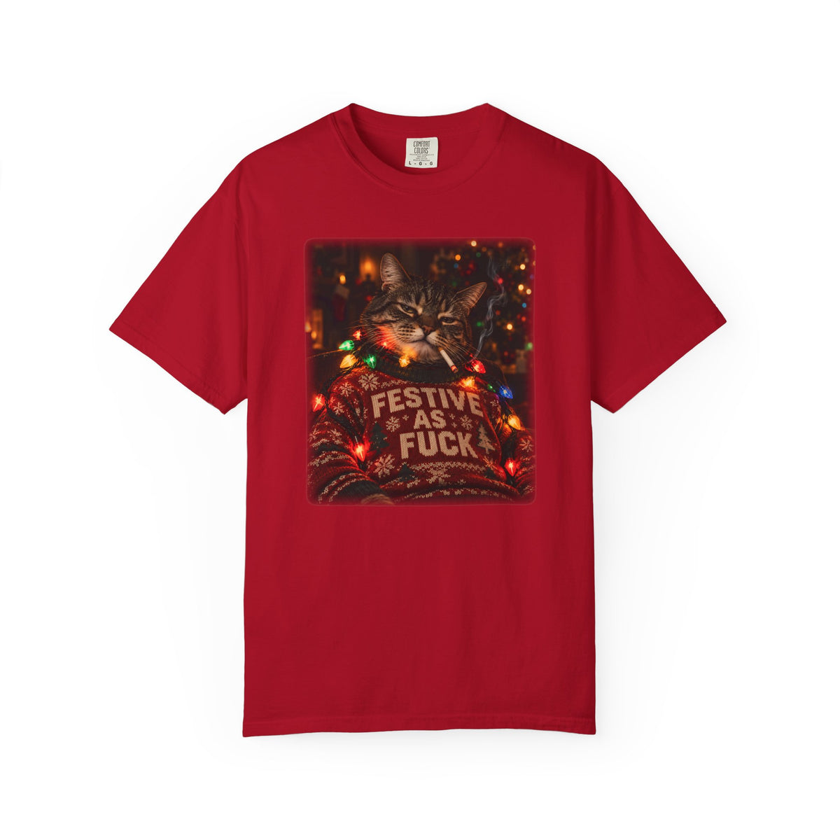 Festive as Fuck Christmas Cat Graphic T-Shirt