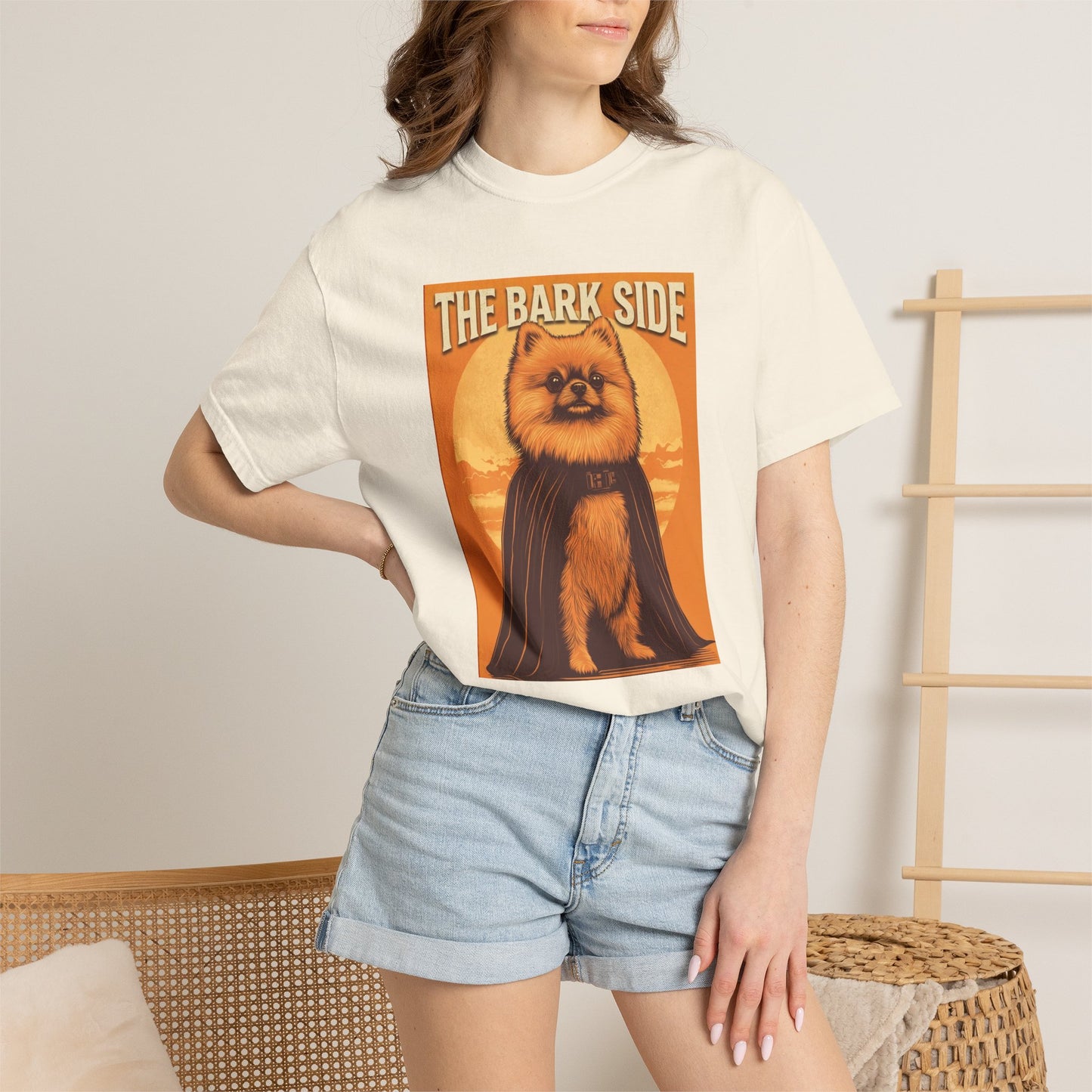 The Bark Side Funny Pomeranian Star Wars Inspired Dog T-Shirt | Cute Retro Dog Lover Tee
