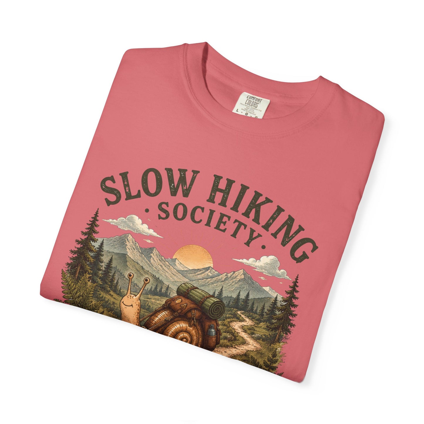 Slow Hiking Society T-Shirt, Retro Snail Vintage Be There When I Get There Nature Tee