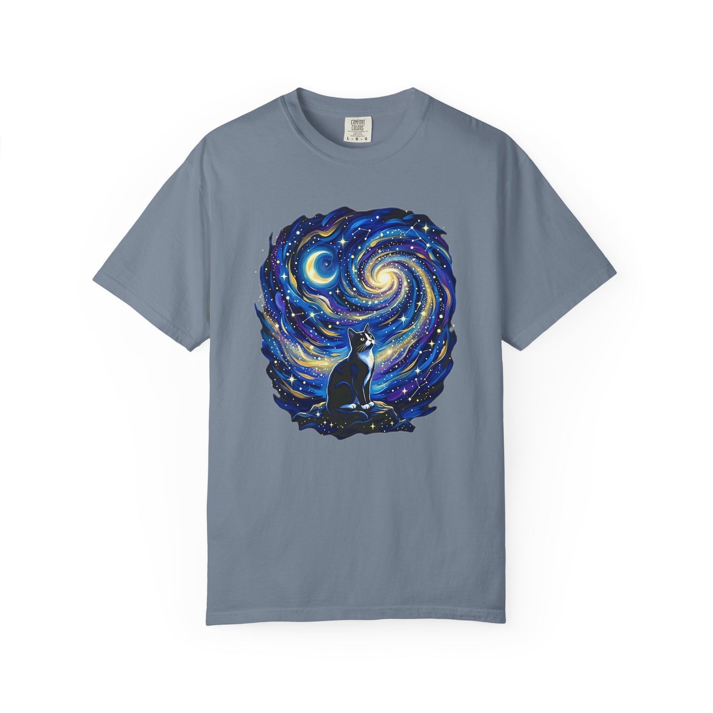 Purry Night Celestial Cat Shirt | Starry Night Cat Graphic T-Shirt