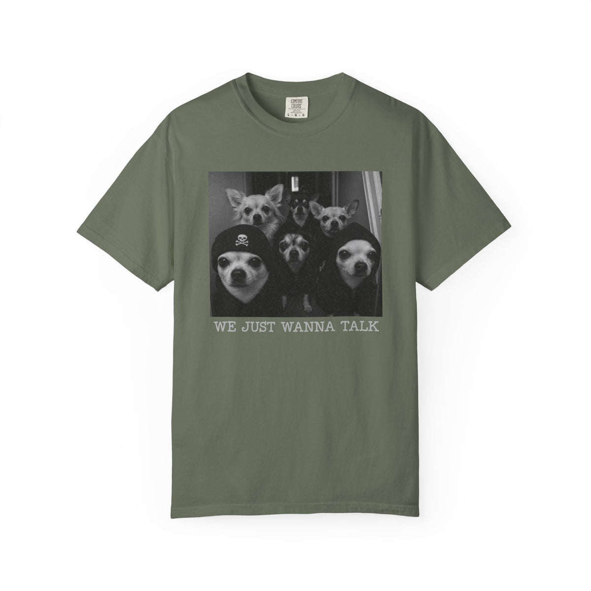 Vintage Chihuahua Photo 'We Just Wanna Talk' Dog T-Shirt