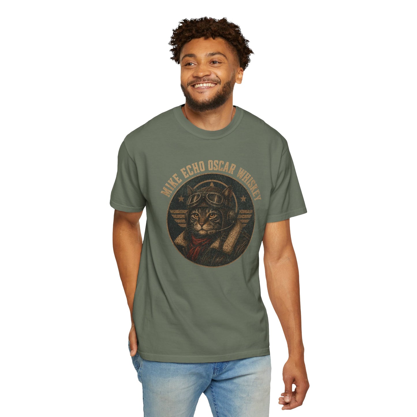 Mike Echo Oscar Whiskey Shirt | Funny Pilot Cat Tee | Aviation Humor T-Shirt | Vintage Graphic Cat Shirt