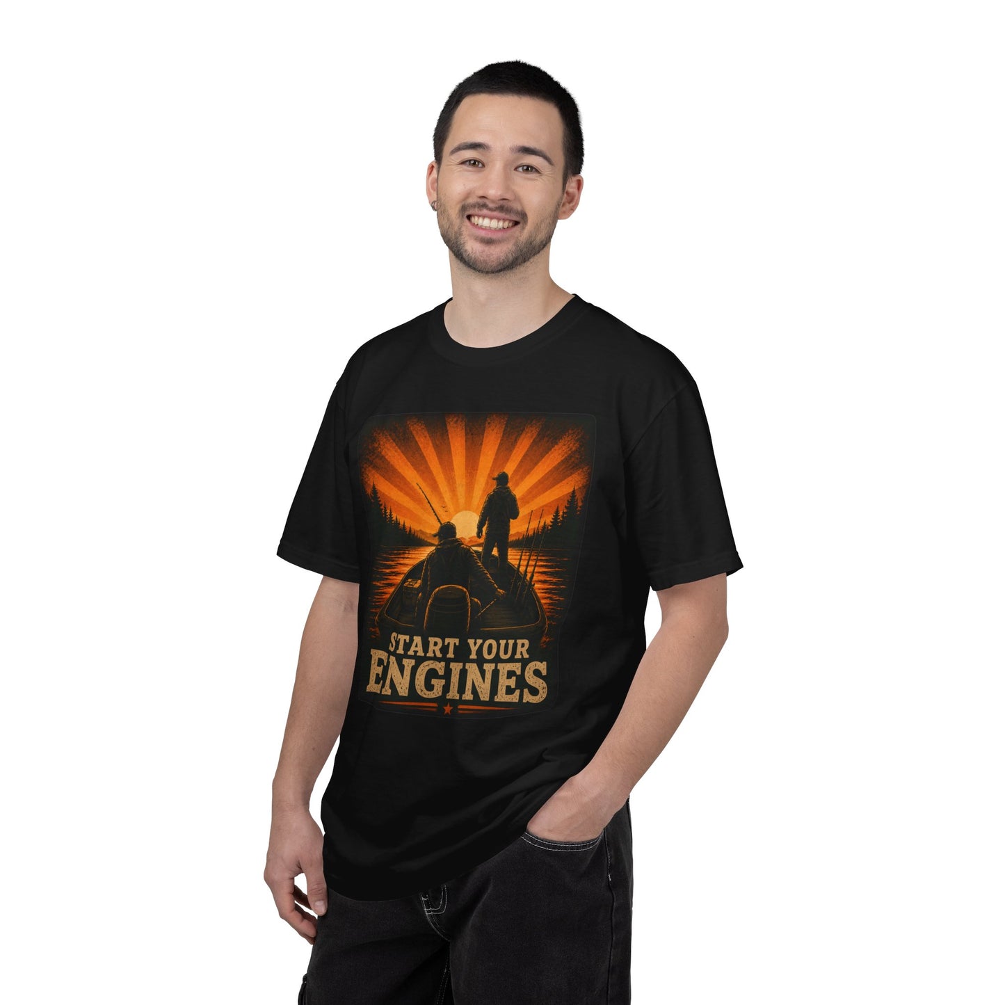 Fishing T-Shirt — "Start Your Engines" Retro Design